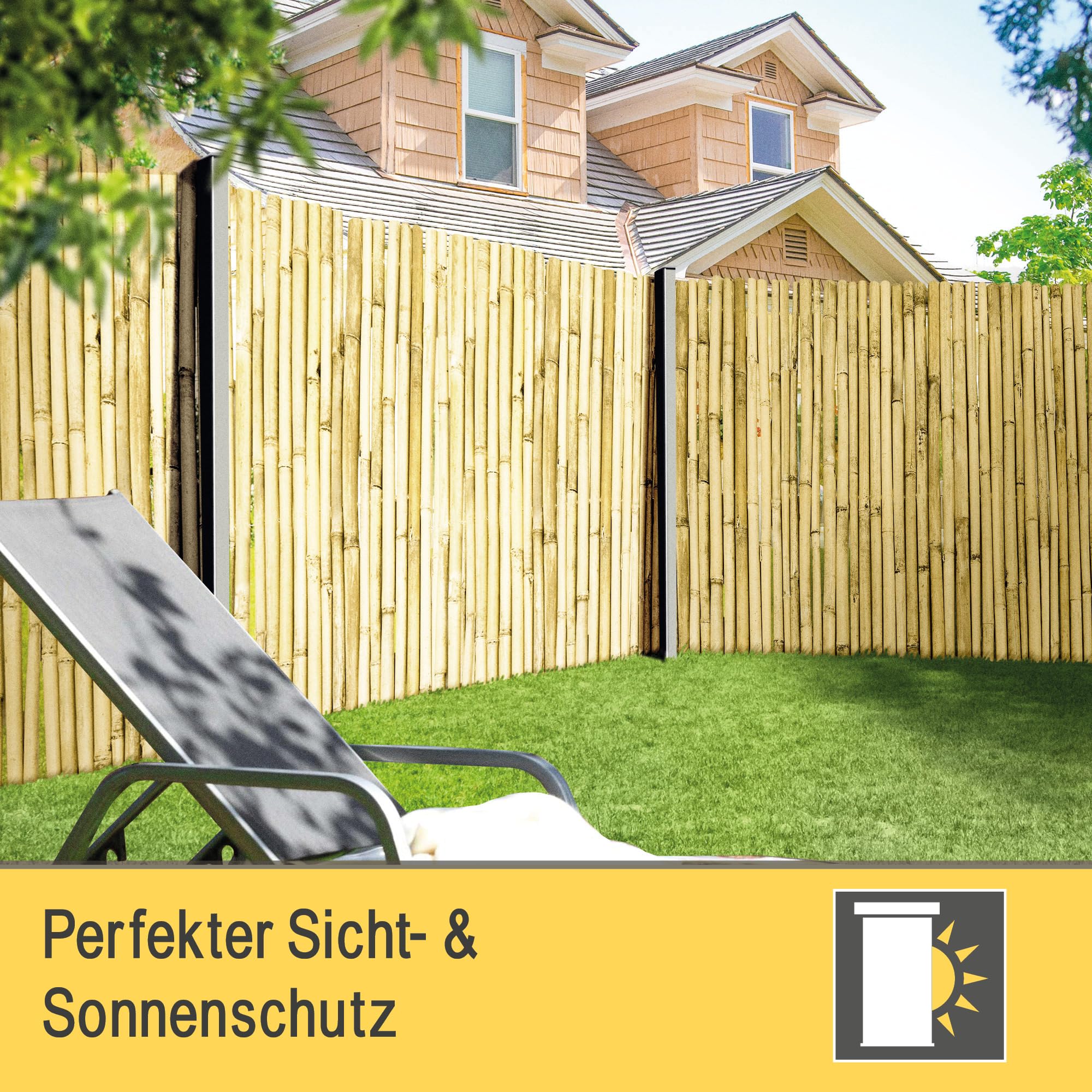 Sol Royal Hell Glnzend Premium Bambus Sichtschutz 200 hoch  Hochwertig  Bambusrohre 2-3cm Witterungsbestndig  Bambuszaun Gartensichtschutz  Balkon Sichtschutz Bambus Sichtschutzzaun 200x250cm  B99 : Amazon.de:  Garten