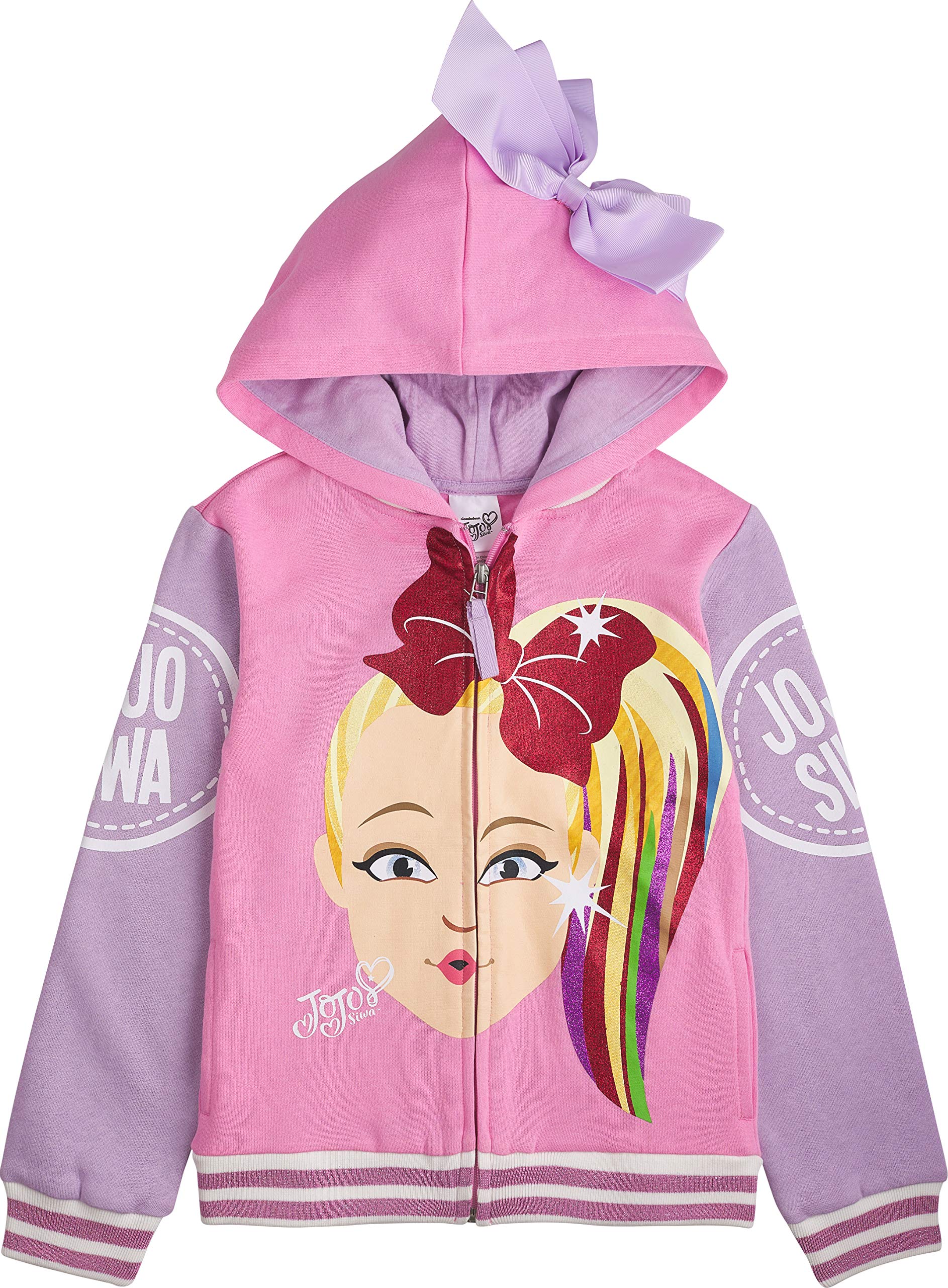 Jojo Siwa Big Face Zip Up Hoodie with Bow On Hood Sudadera con Capucha Niñas