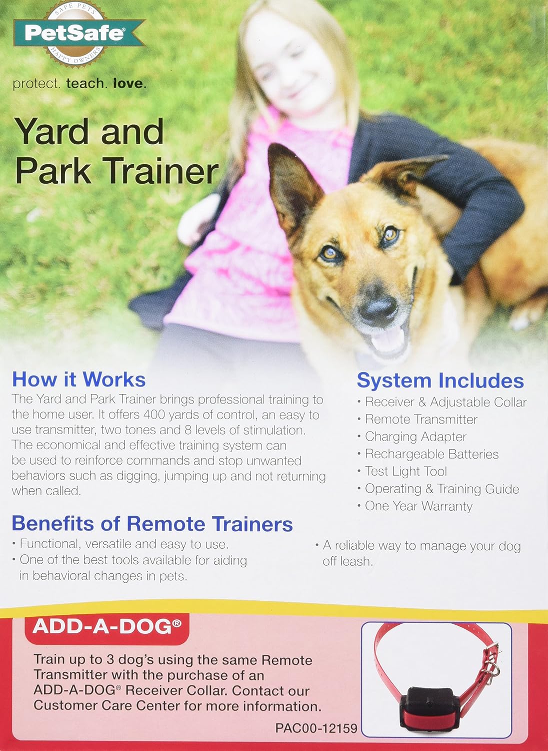 PetSafe Yard & Park Rechargeable Dog Training Collar with Tone and Static Correction, Waterproof, Up to 400 Yards