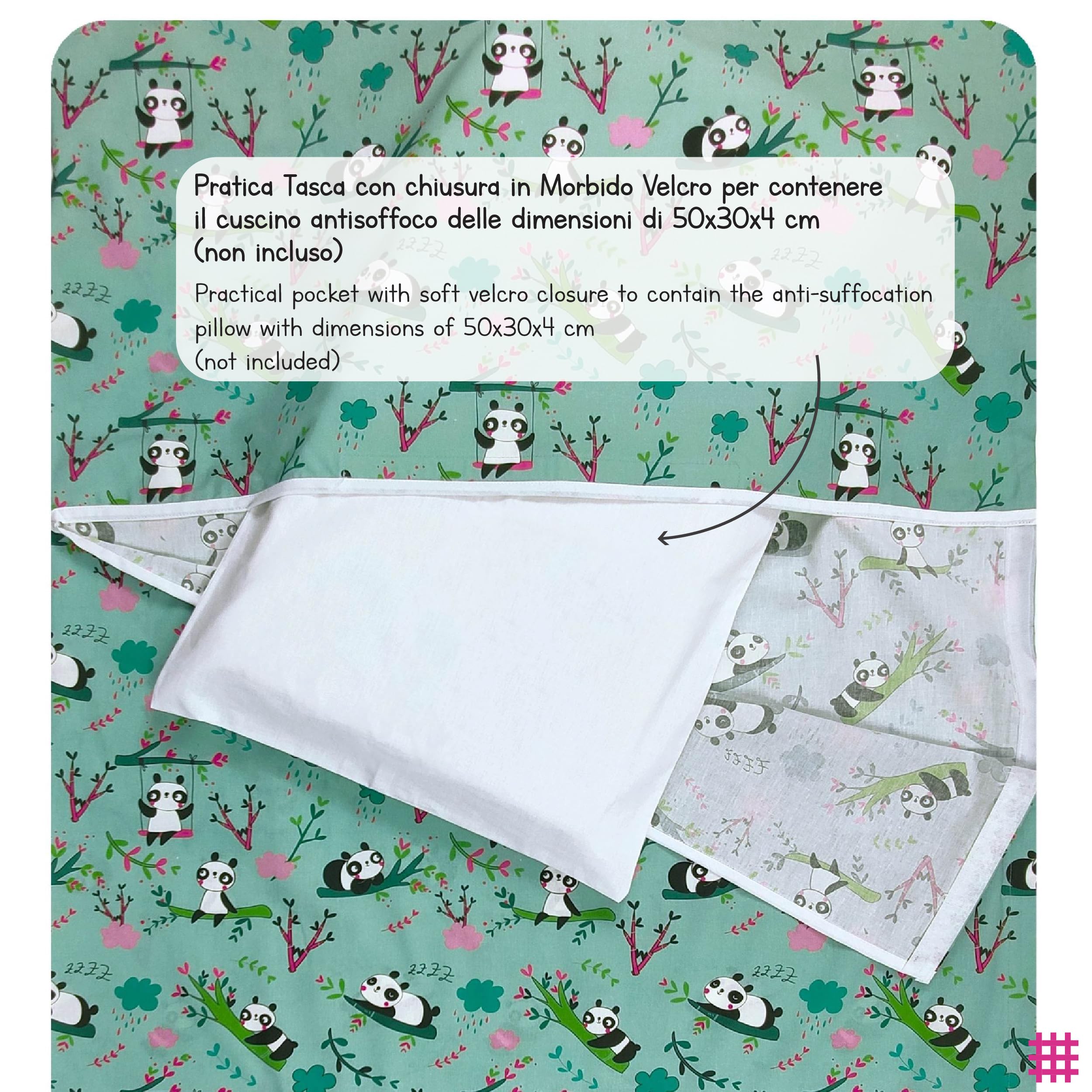 Letnia torba Nanna dla dzieci i Bimba od 2 do 6 lat - 100% bawełna - Made in Italy (Sacco Nanna panda)