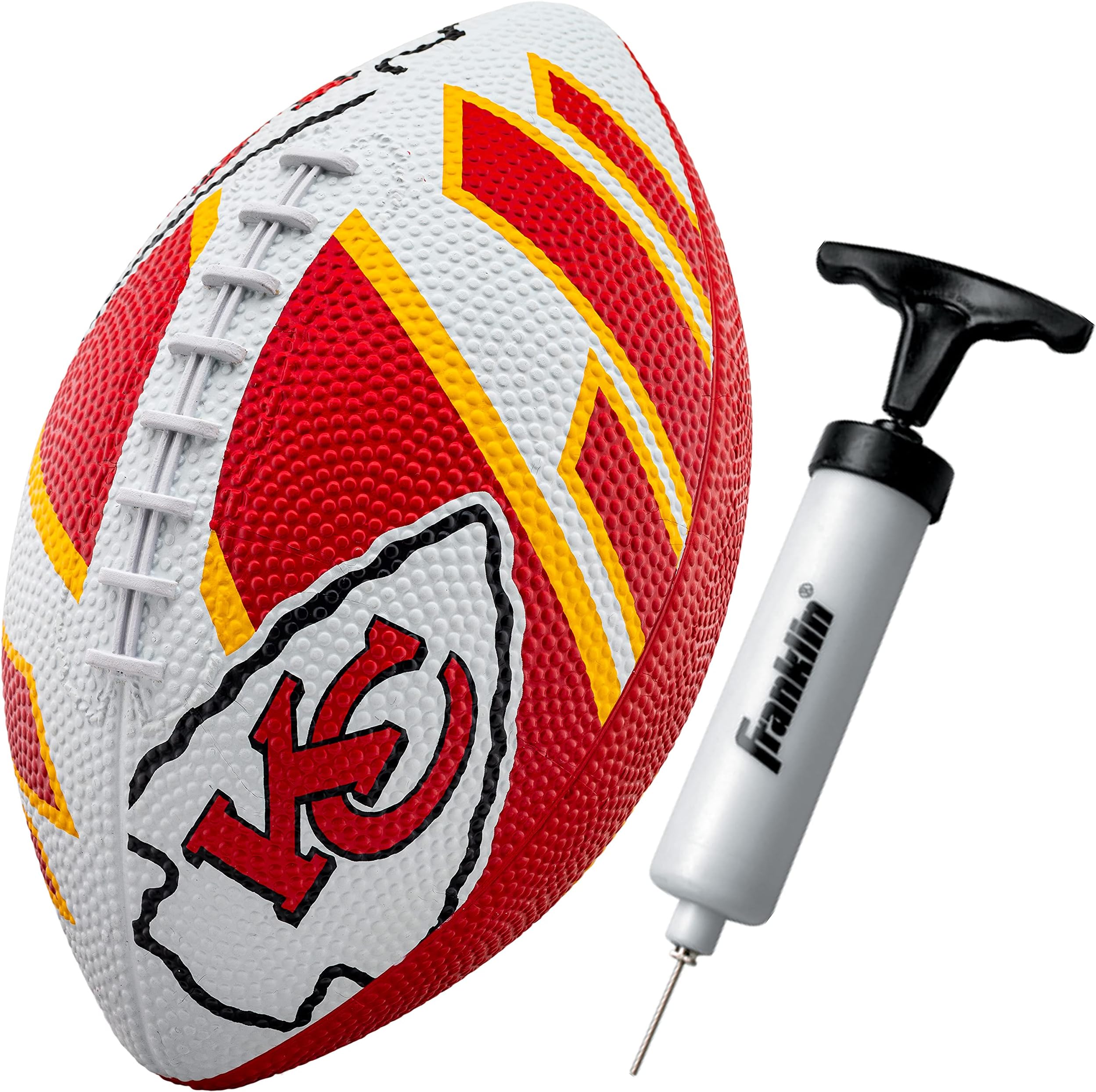 Franklin Sports NFL Team Footballs - Rubber Youth Mini Balls for All Teams - Kids 8.5" Football + Air Pump Sets - Official NFL Licensed