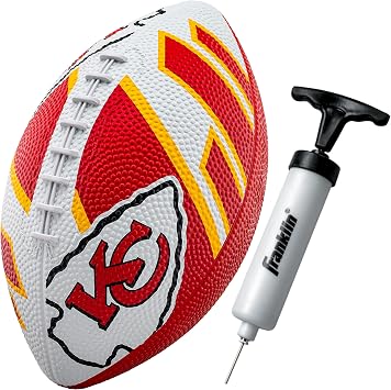 Franklin Sports NFL Team Footballs - Rubber Youth Mini Balls for All Teams - Kids 8.5" Football + Air Pump Sets - Official NFL Licensed