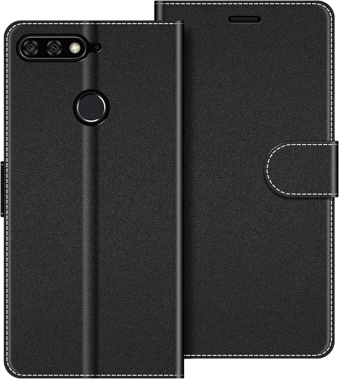 COODIO Funda Huawei Y7 2018 con Tapa, Funda Movil Huawei Y7 2018, Funda Libro Honor 7C Carcasa Magnético Funda para Huawei Y7 2018 / Honor 7C, Negro