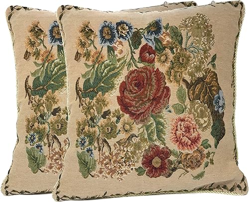 Tache Home Fashion Funda de almohada 18 x 18 Prado matutino 2 piezas