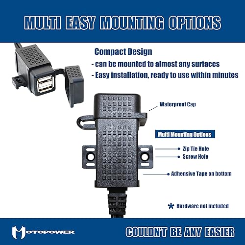 Miniatura 3 de MOTOPOWER MP0609C - Kit de cargador USB dual impermeable para motocicleta de 31 amperios adaptador SAE a USB cable adaptador para teléfono tableta