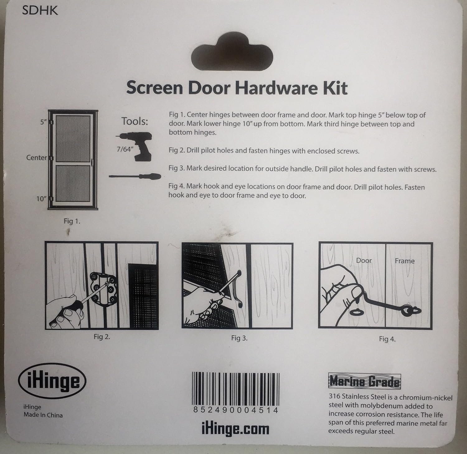 Screen Door Hardware Kit