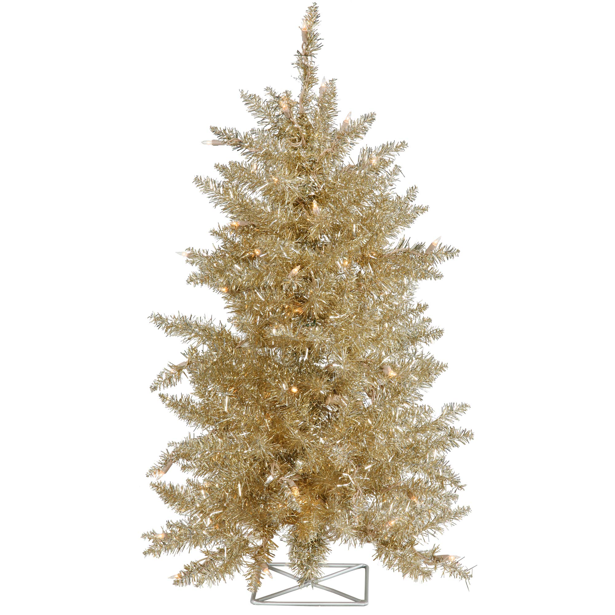 Vickerman 3' Champagne Artificial Christmas Tree, Warm White Dura-lit LED Lights - Faux Christmas Tree - Seasonal Indoor Home Decor
