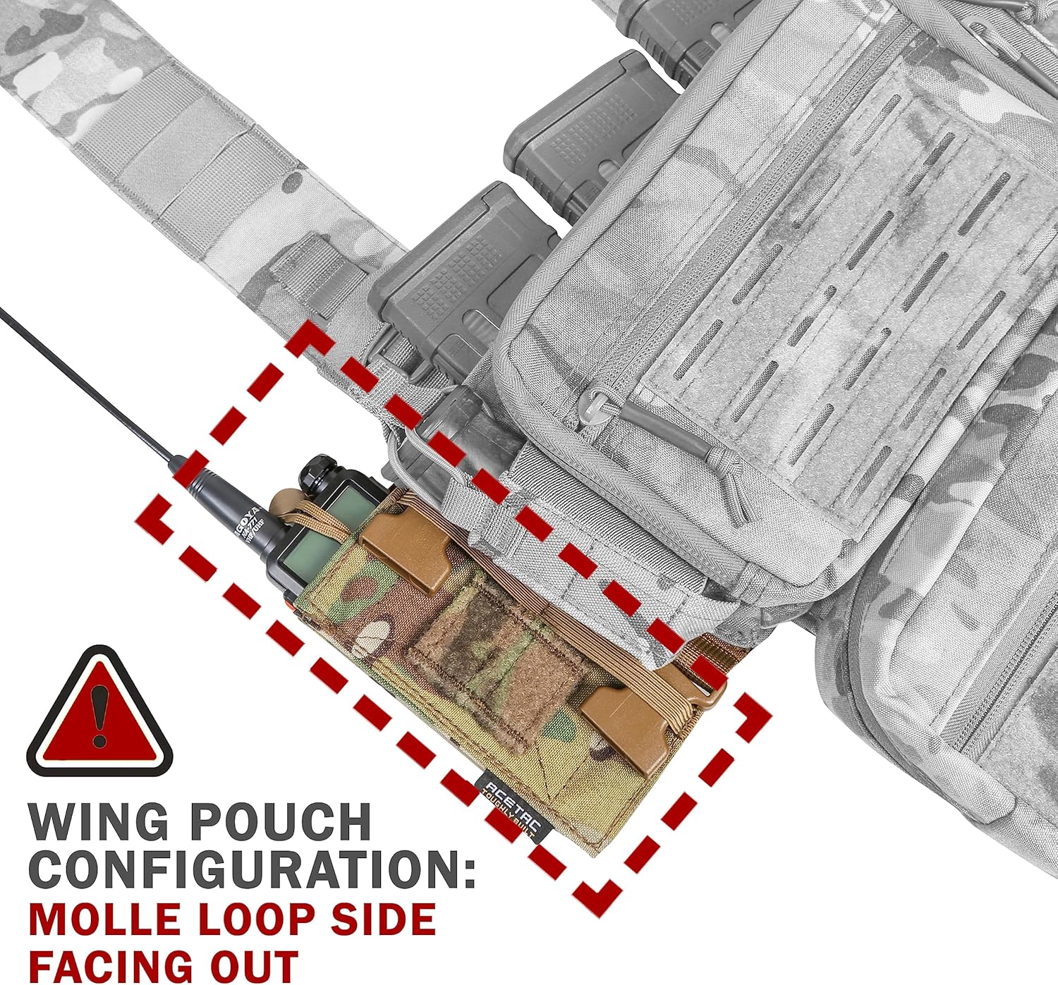 ACE TAC S.O.P. Tactical Chest Rig with 5.56/7.62 & Pistol Magazine Pouch Holders, Wing & Molle Dangler Pouches - Image 3