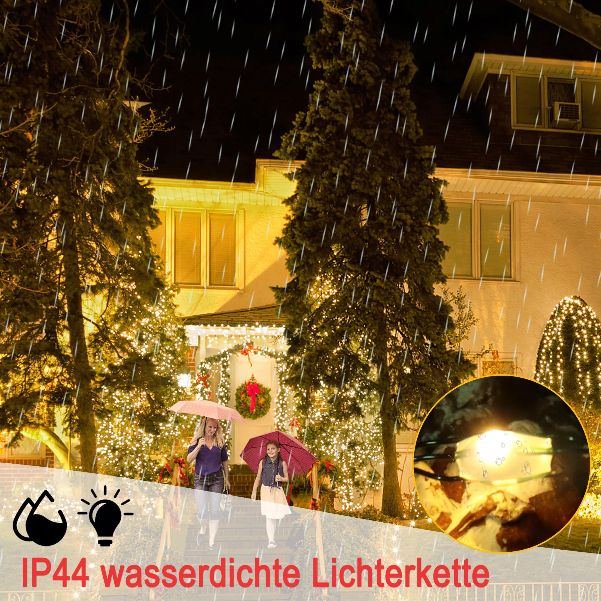LILIIN Lichterkette aus Kupferdraht, LED Deko Lichterketten, Warmweiß und 8 Modi, mit Stecker und Fernbedienung, IP44 Wasserdicht, ideal für Weihnachtsdeko, Innen, Außen, Deko DIY(200M, 2000LEDs)