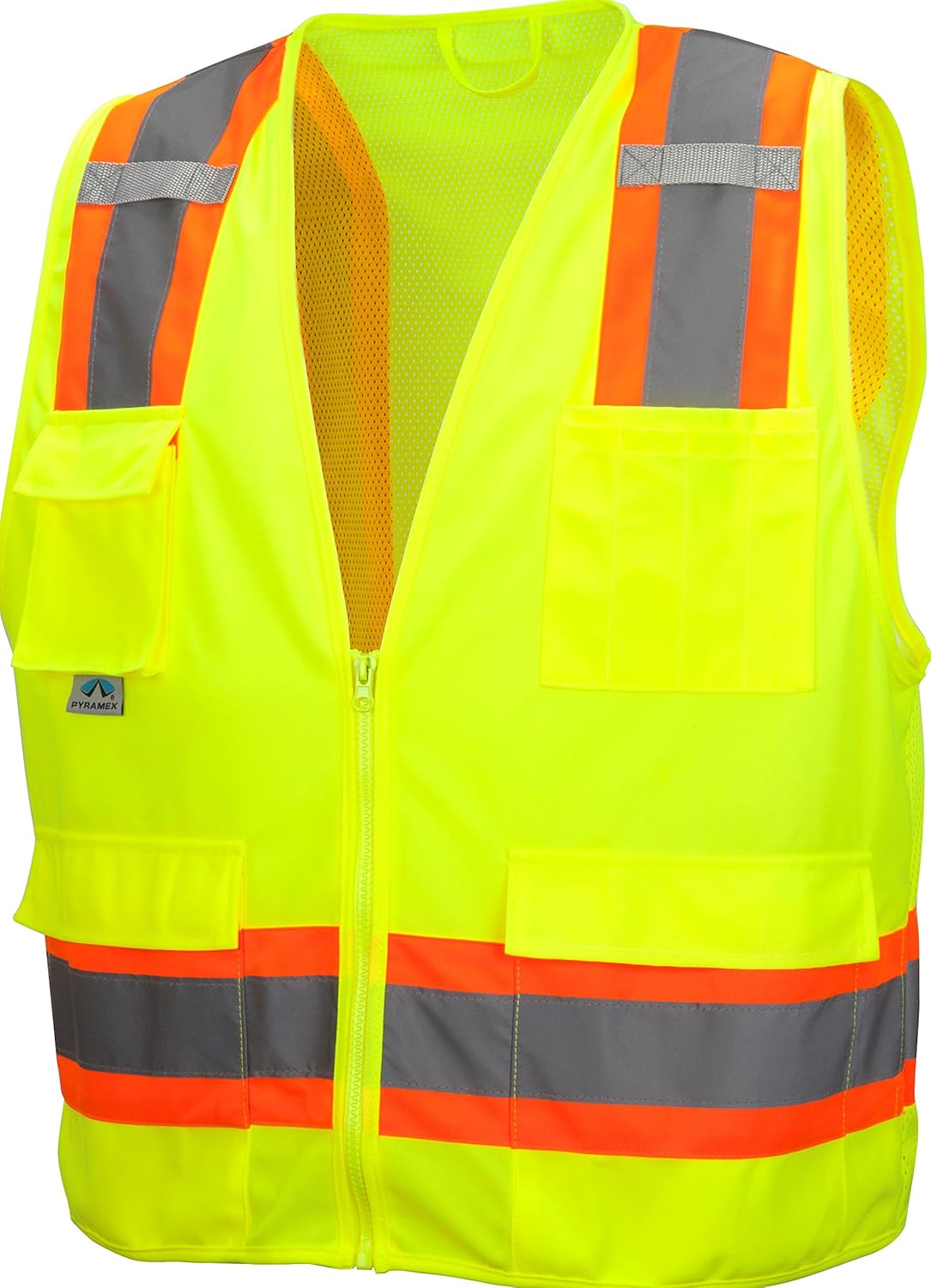 50% Off Discount Pyramex RVZ2410SEX3 Lumen X Class 2 Self-Extinguishing Surveyor's Safety Vest, 3X-Large, Hi-Vis Lime