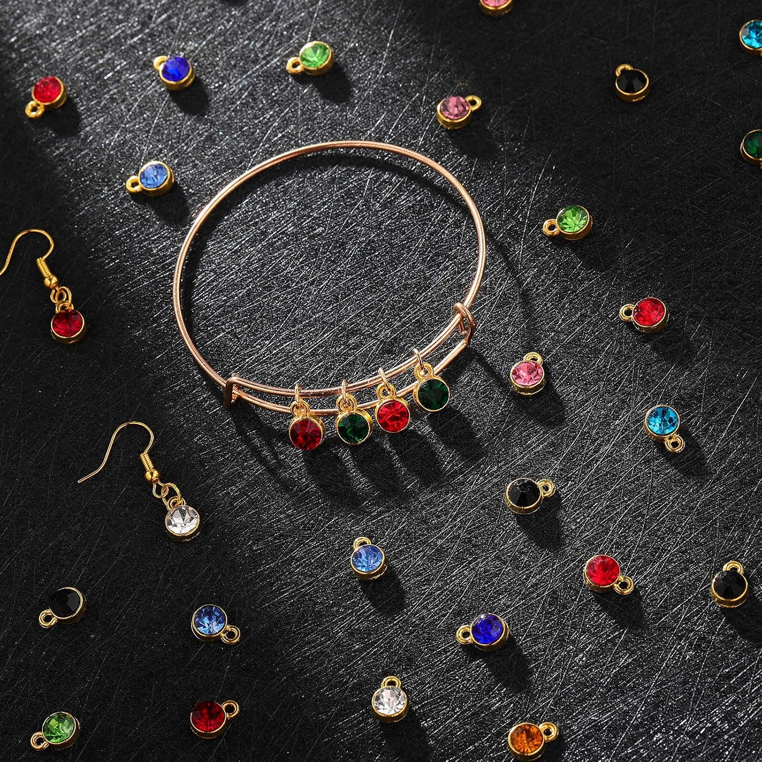 Hicarer 72 Pieces Crystal Birthstone Charms DIY Beads Pendant with Rings Handmade Round Crystal Charm for Jewelry Necklace Bracelet Earring Making Supplies, 7 mm, 12 Colors (Golden Base) - Image 7