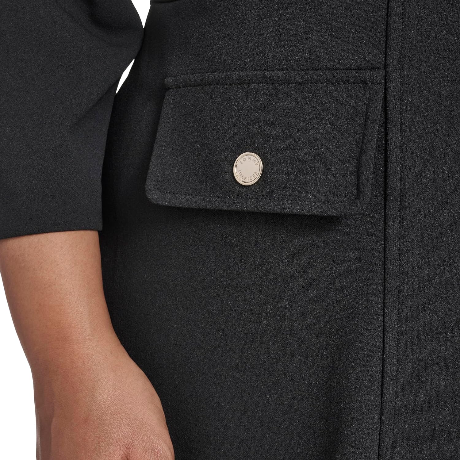 Tommy Hilfiger Womens 3/4 Sleeve Collared Zip Front Mini Shirt Dress - Image 5