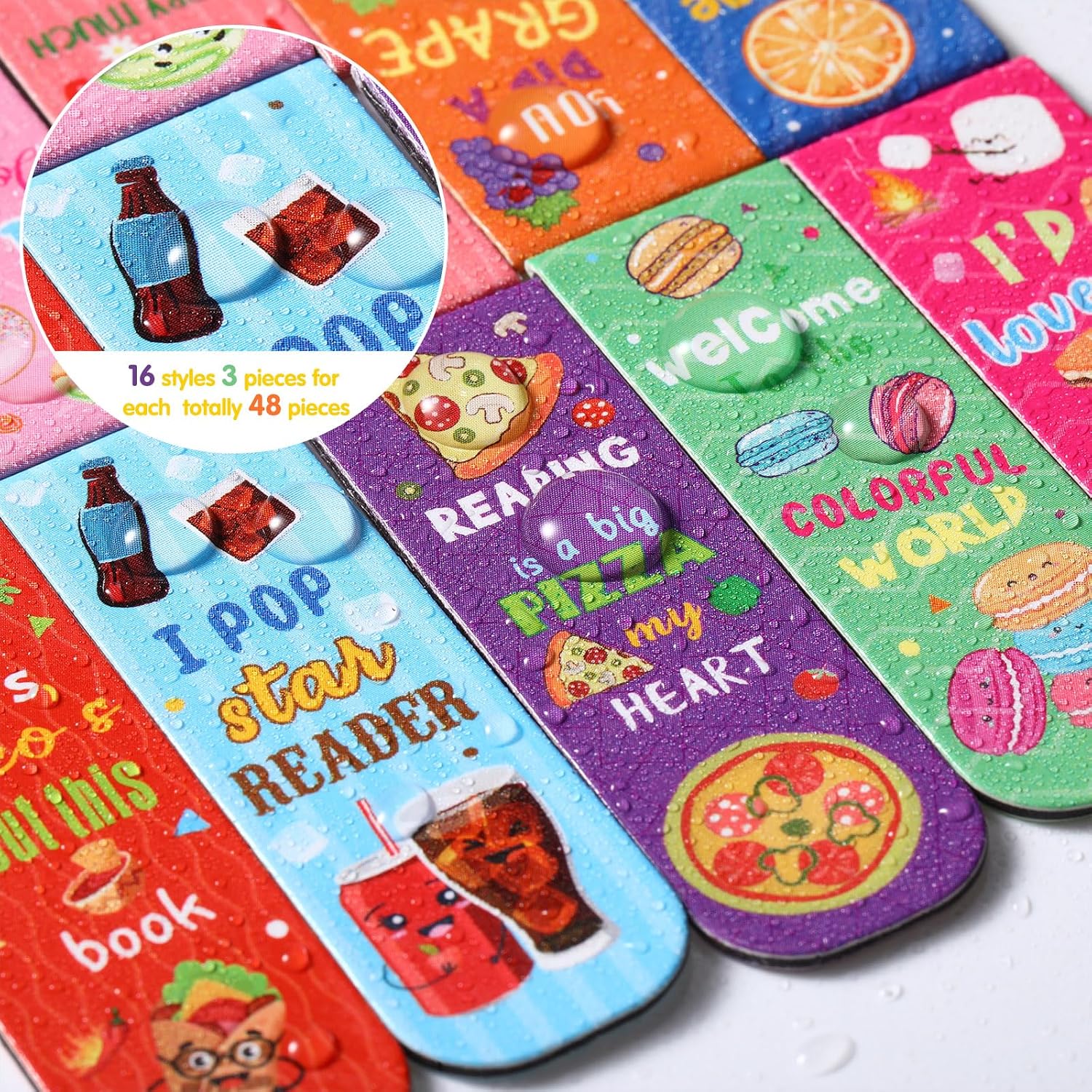 Pasimy 48 Pieces Cute Magnetic Bookmarks, Fruit Food Theme Book Marks Bulk image 3