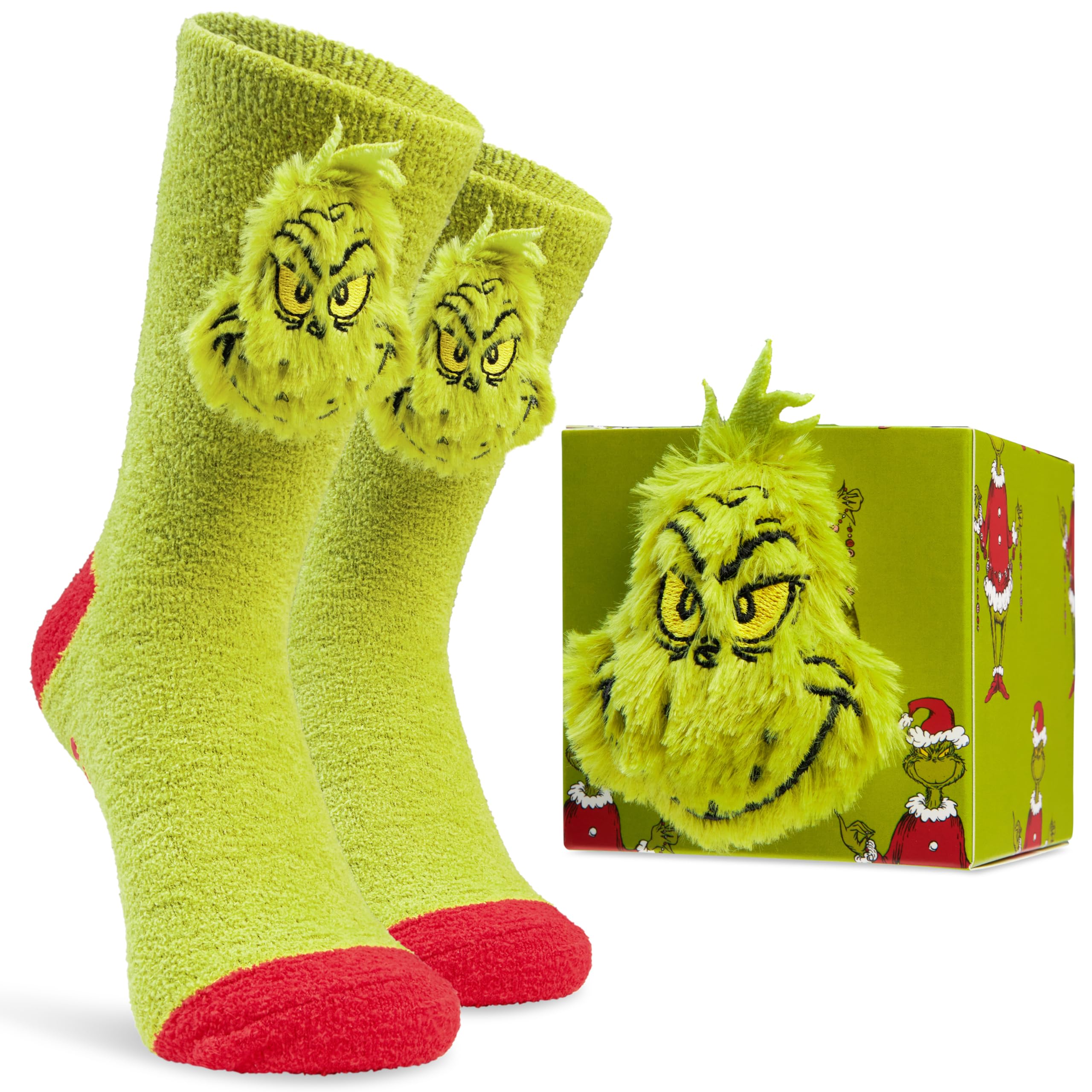 The Grinch Calcetines Antideslizantes Suaves para Hombre Talla 40–45, Antideslizantes Peluche Invierno, Regalos Hombres