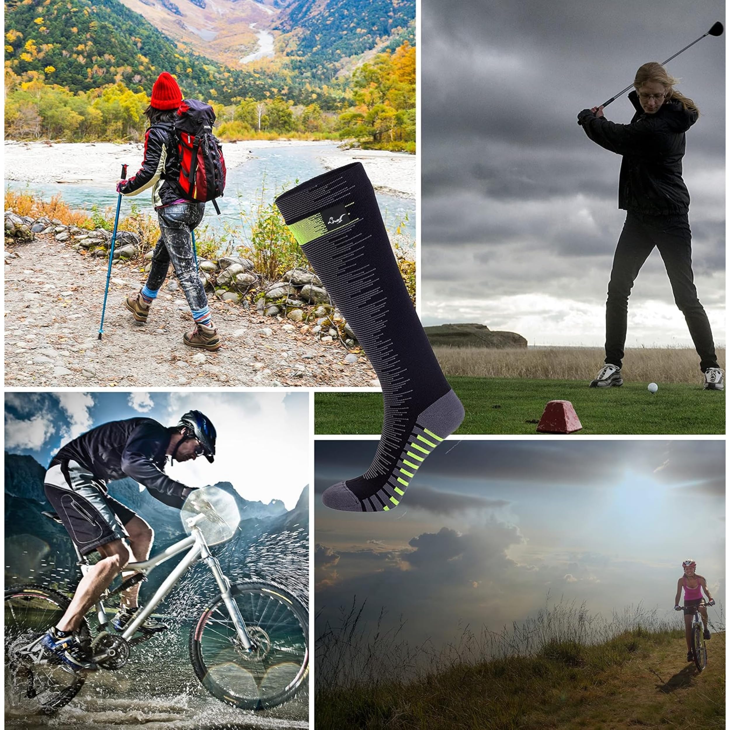 OTTERSHELL Chaussettes Unisexes Imperméables Hautes pour Activités de Plein Air, Randonnée, Vélo, Golf