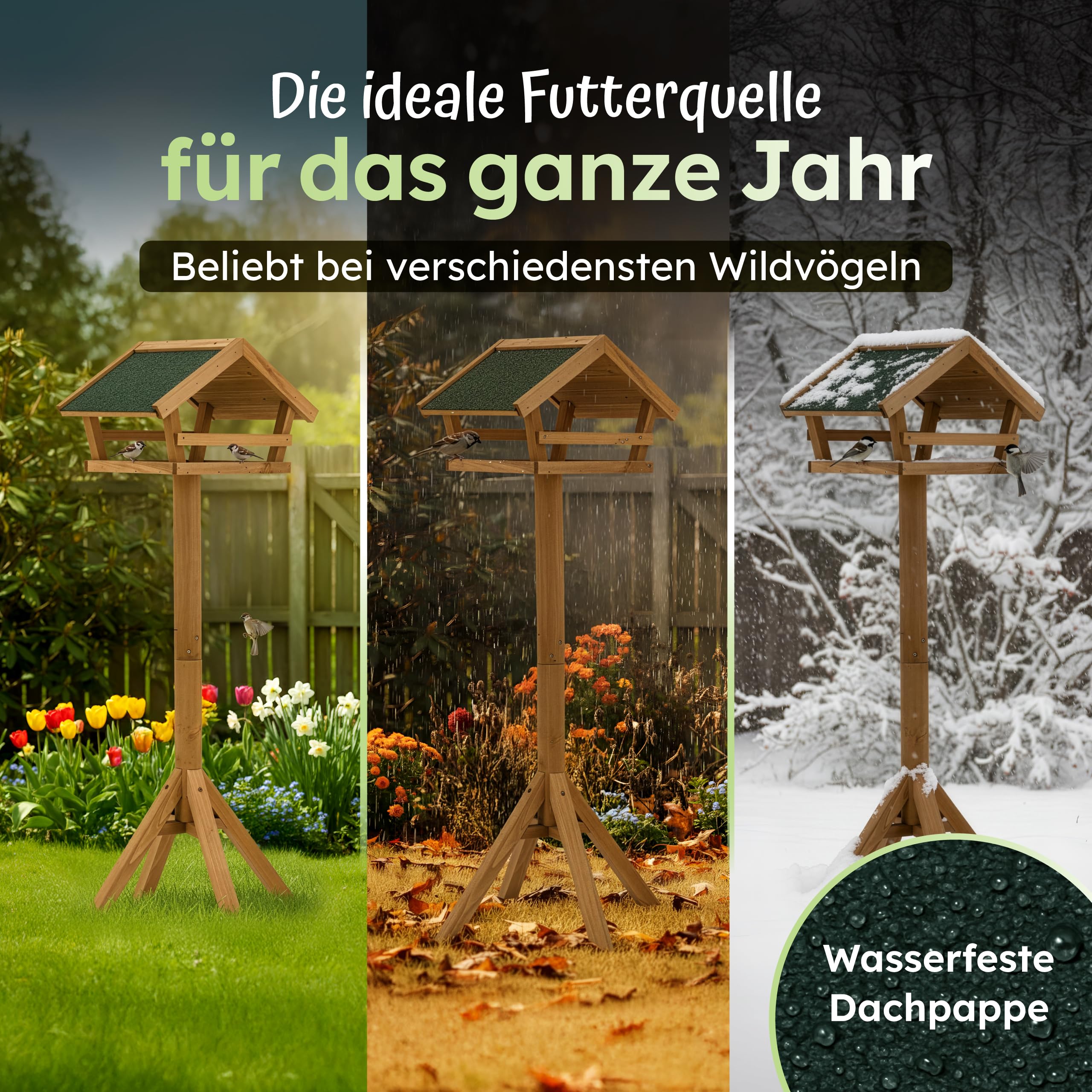 Moorland Vogelhaus mit Ständer wetterfest aus Tannenholz Bausatz