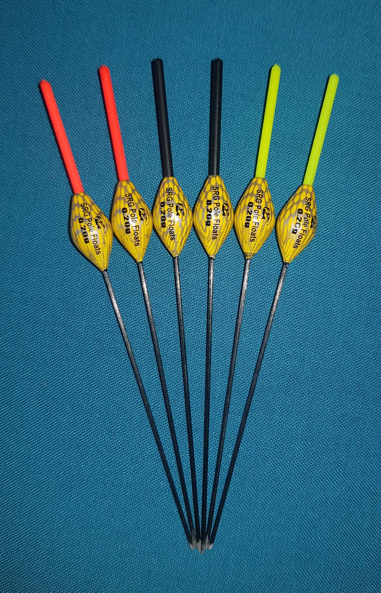 SRG Pole Floats SRG013 Pack of 6 x Pole Floats Diamond Margin Fiberglass Stem choose from (0.05g / 0.1g / 0.2g / 0.3g) (6 x 0.3g (6 x Black Tip)) - Image 2
