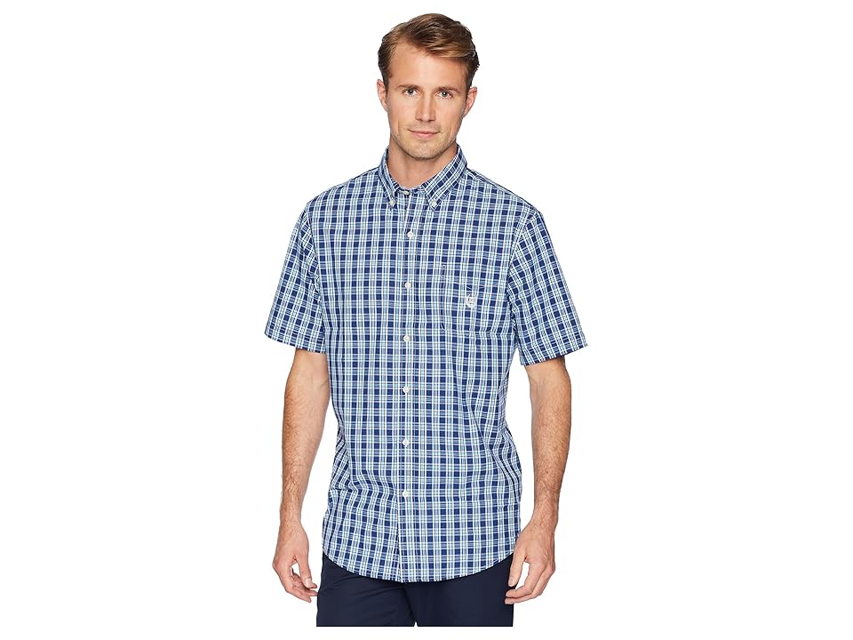 

CHAPS Short Sleeve Easy Care Woven Shirt (Deep Ocean Multi) Men's Clothing