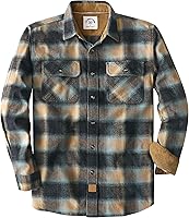Dubinik Men's Flannel Shirt Long Sleeve Plaid Button Down - 100% Soft Brushed Cotton Utility Casual Shirt