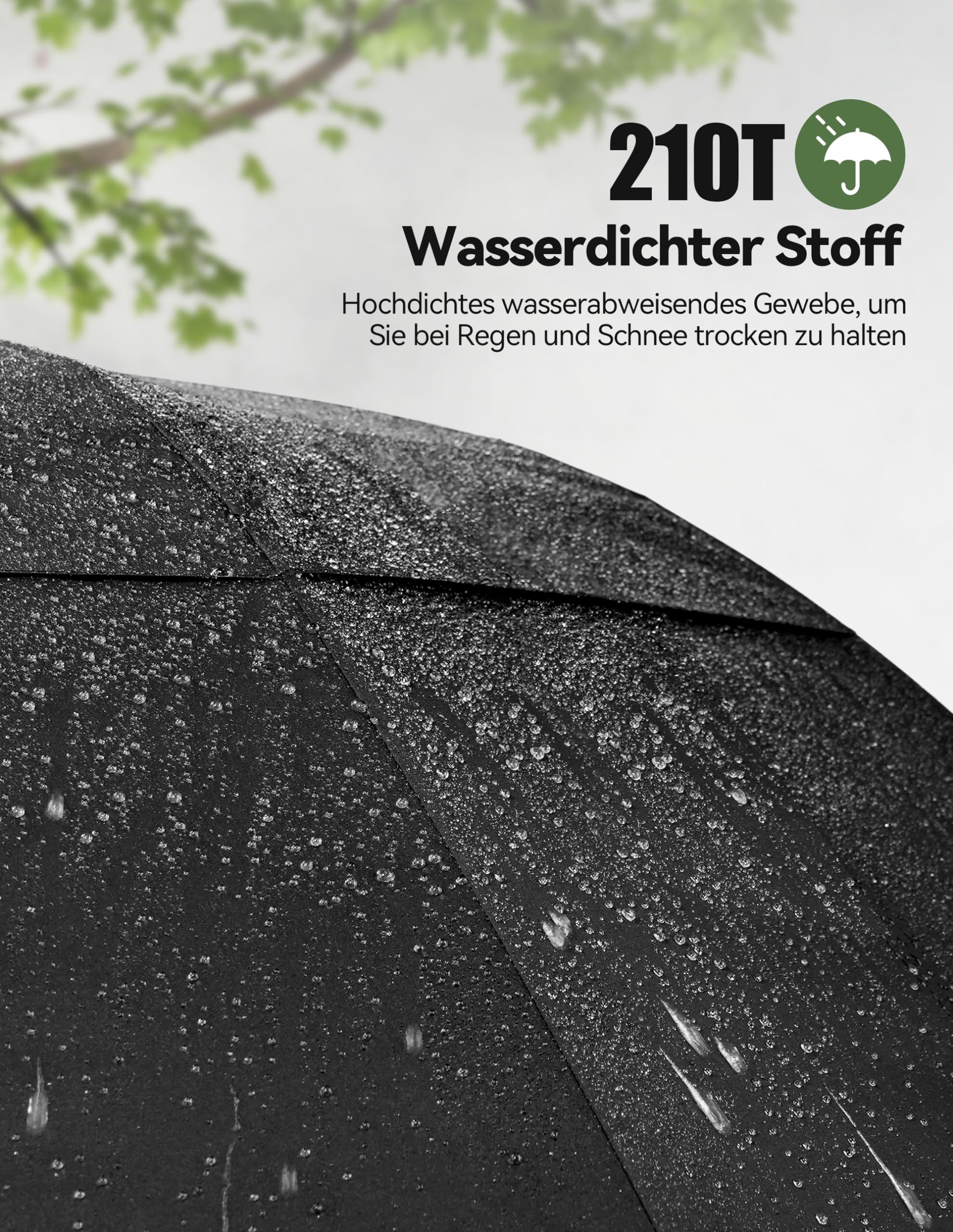 TECKNET Golfschirm groß, 68 Zoll, winddicht, starkes Doppeldach, belüftet, automatisches Öffnen mit EVA-Griff, Outdoor-Sonne, Regen, Windschutz, Stockschirme (Schwarz)