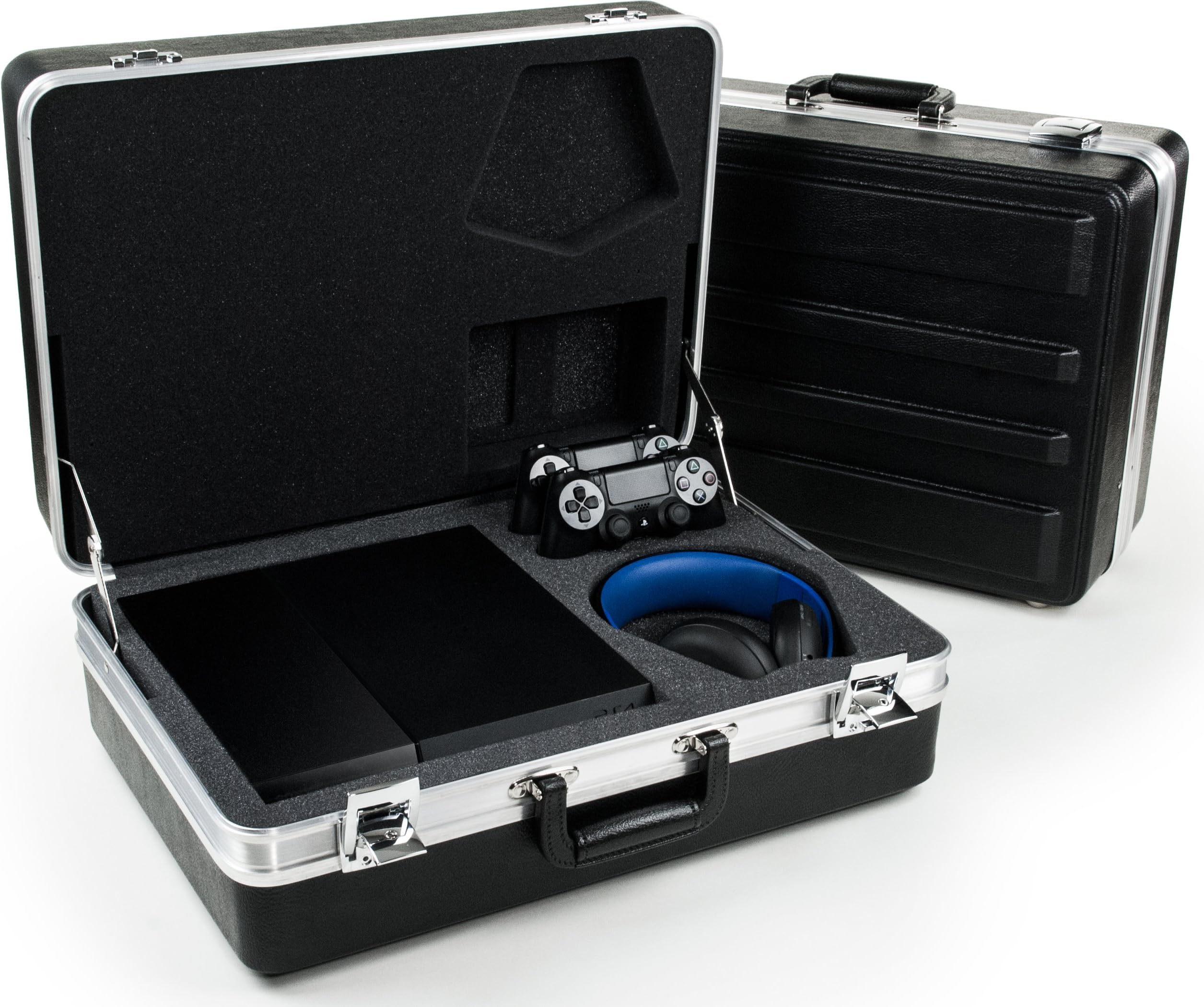 Playstation 4 Hard Case by Foamy Lizard ยฎ ProGamer TAC Case Professional Foam Lined Securable Travel Case & Storage for PS4, 2-4 Games, Audio Headset, Camera, 2 Controllers, Cables & Misc. Accessories