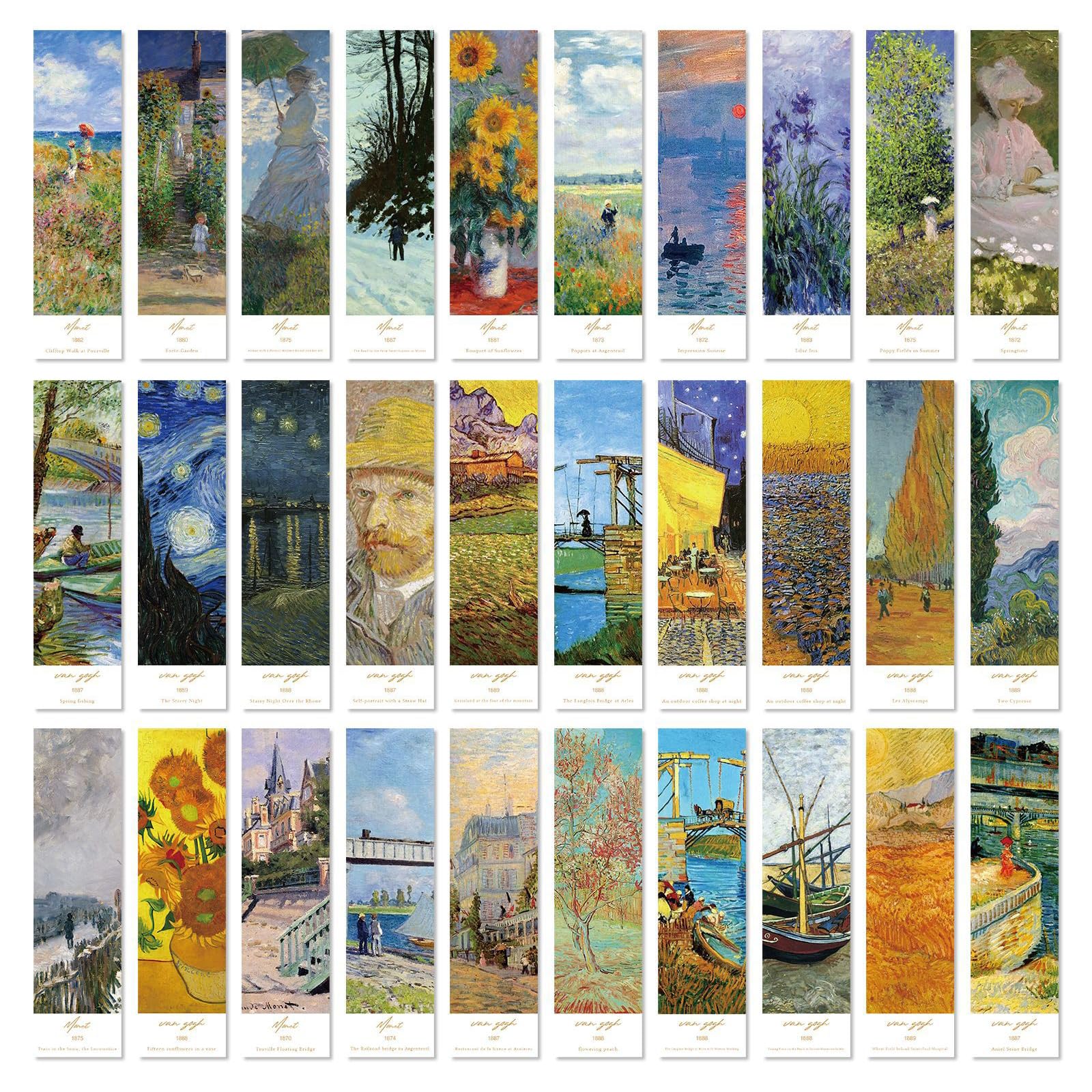 30pcs Vintage Paper Bookmarks Painting Themed Reading Book Mark Aesthetic Book Accessories for Book Lovers Gifts School Essential Stationery (G)