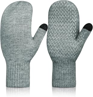 Rahhint Alpaca Wool Mittens for Women & Men - Double Layer Fleece Lined Touchscreen Windproof Winter Gloves