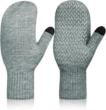 Rahhint Alpaca Wool Mittens for Women Men Double Layer Fleece Lining Winter Gloves Touch Screen Windproof Warm Gloves Gifts