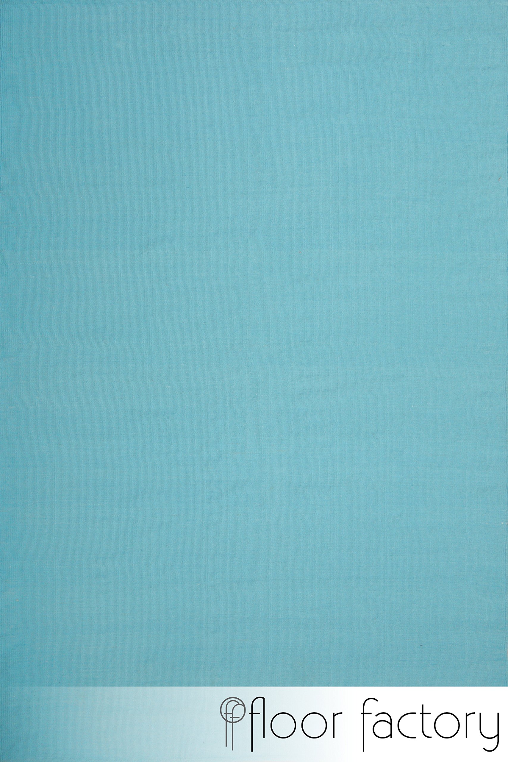floor factory Moderner Baumwoll Teppich Living türkis/blau 160x230cm - waschbarer Webteppich aus 100% Baumwolle