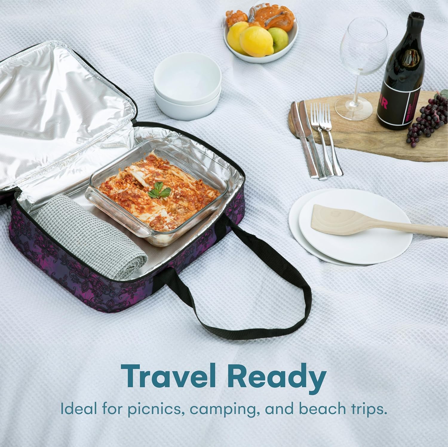 VP Home Double Casserole Insulated Travel Food Containers Carry Bag - Henna Tattoo Design for Trip Birthday Party, Mother's Day, Grocery Store, Supermarket, Outdoor Picnic, and More - Lunch Bag - Image 2