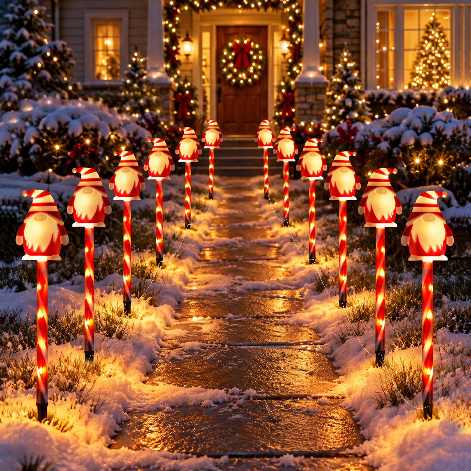 MaxEarn 12 Pack Christmas Santa Claus Pathway Lights Outdoor Decorations — image 1