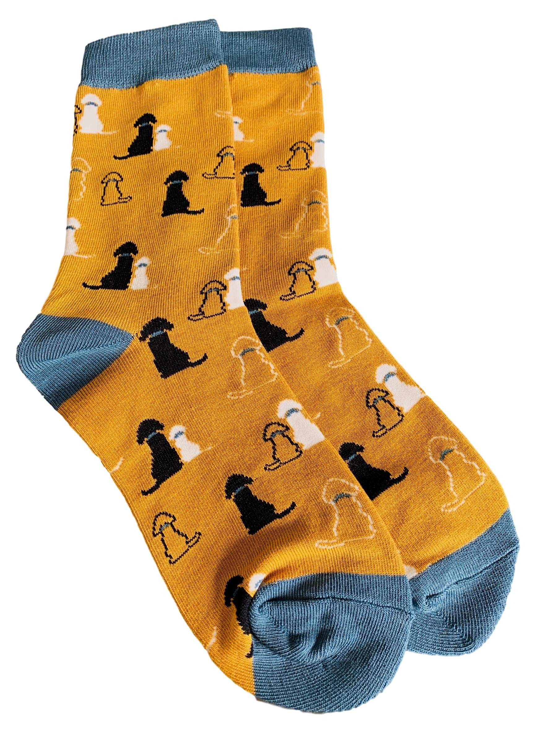 Purple Possum® Socks Labrador Dog Ladies Soft Bamboo Cotton Blend Retriever Dogs Sock Gift Idea mustard Yellow Shoe Size 4 to 7