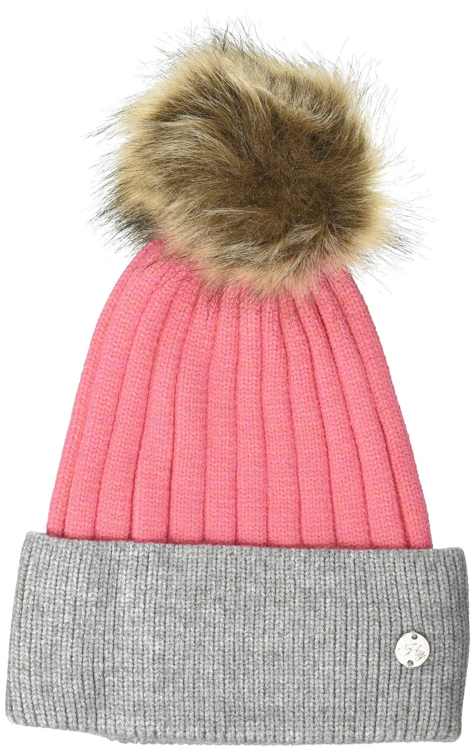 Duke and Co HyFashion Luxembourg Luxury Bobble Hat, Coral/Charcoal, 200 g