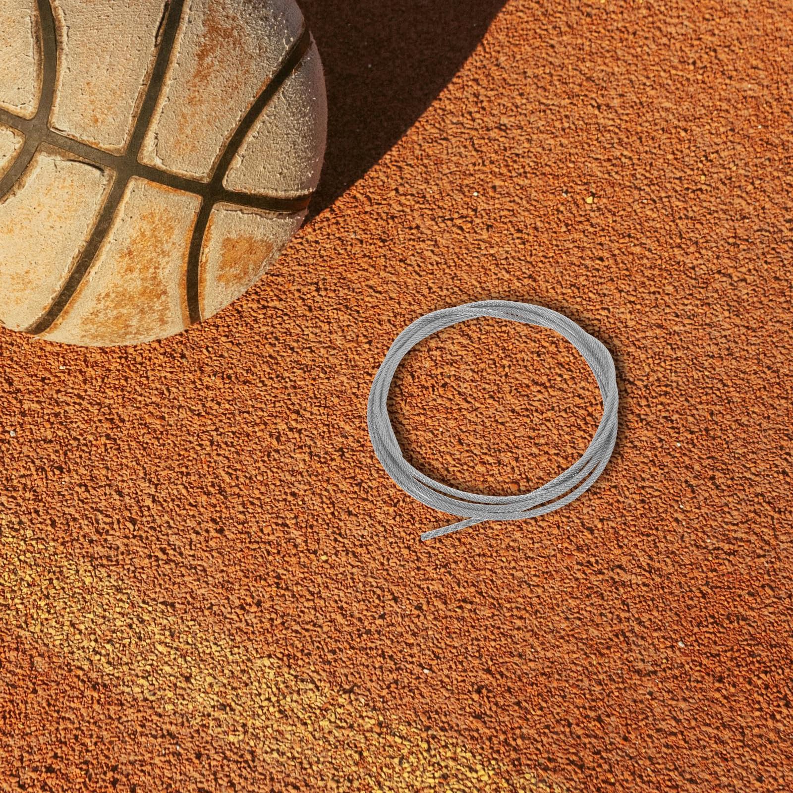 STOBAZA Cuerda para Red y Aro de Baloncesto, Cable de Acero Duradero en 2 Piezas, Accesorio de Fijación para Encordado en Canchas de Entrenamiento y Uso Exterior
