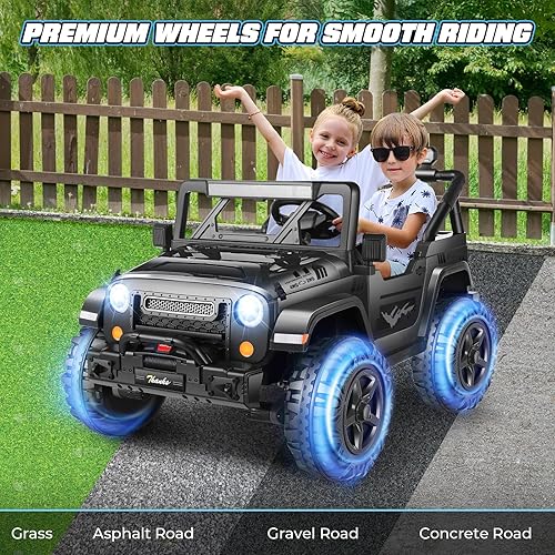 Miniatura 3 de Hikole Juguetes de Montar de 24 V 4 x 4 para Niños Grandes - Automóvil de Batería Conmutable 4WD/2WD de 2 Asientos con Control Remoto, Motores de 4