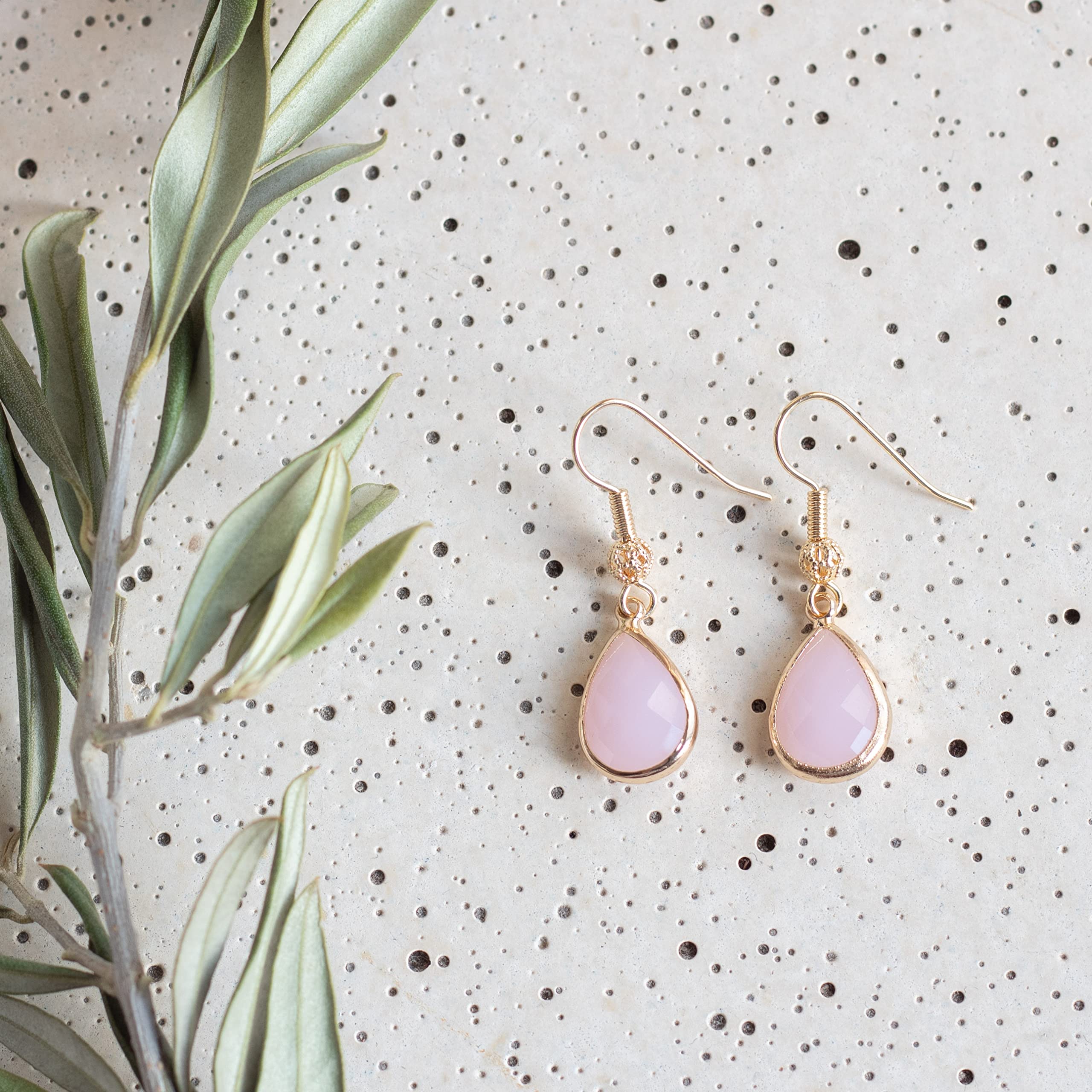 ZARZAMORA Pendientes Mujer Gota de Agua-Aretes Colgantes Cristal Transparente forma de Lagrima Ribetes Dorados-Gancho Hippy Acero Inoxidable Chapado en Oro14k-Regalo Original