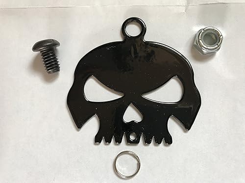 Miniatura 3 de Kustom Cycle Parts - Colgador universal con forma de calavera, color negro brillante con campana - Perno y anillo incluidos. Se adapta a todas las