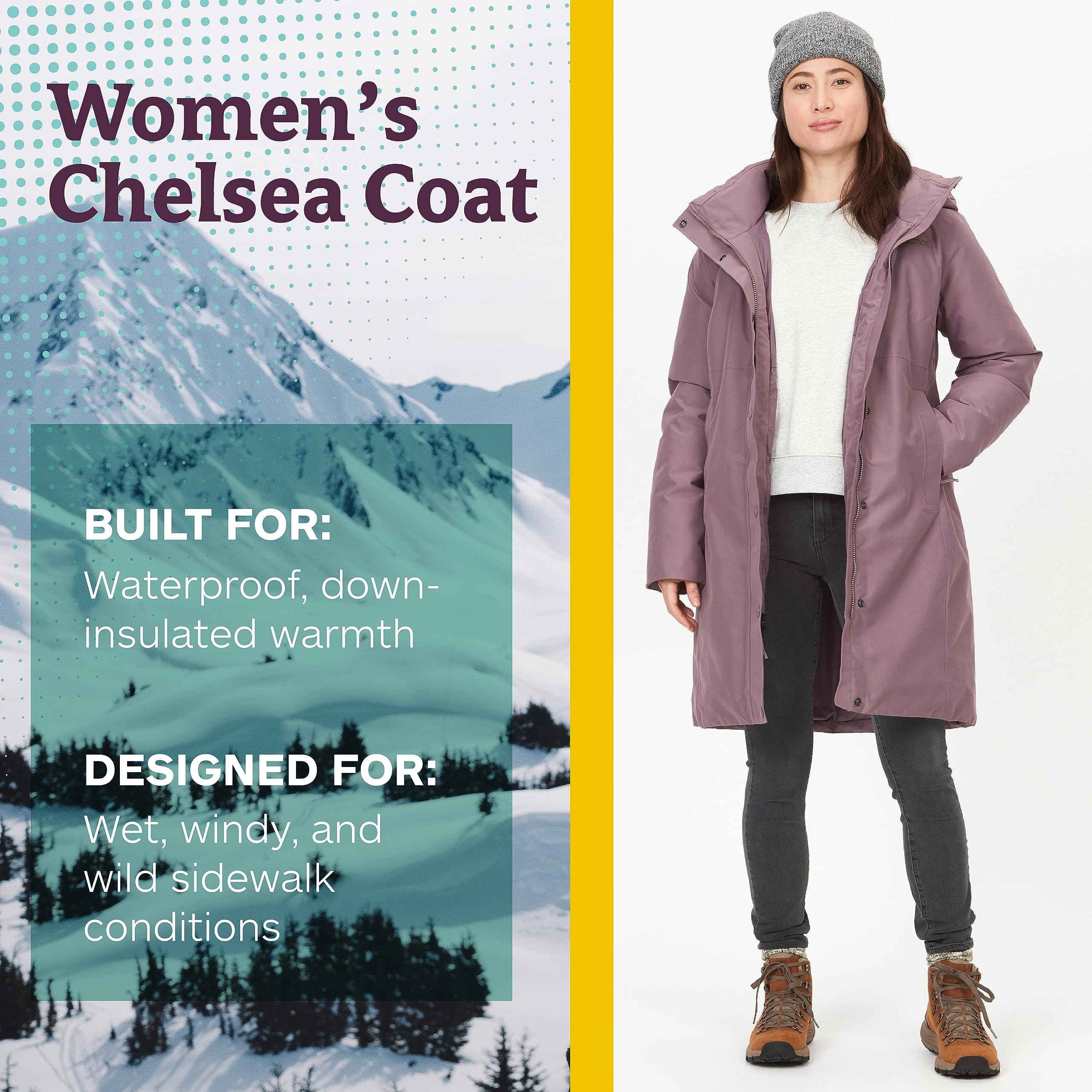Marmot Damen Wm's Chelsea Coat, Leichte Daunenjacke, wasserdichter Daunenparka, warmer Wintermantel, regendichte Winterjacke, winddichte Funktionsjacke, Outdoorjacke mit Kapuze