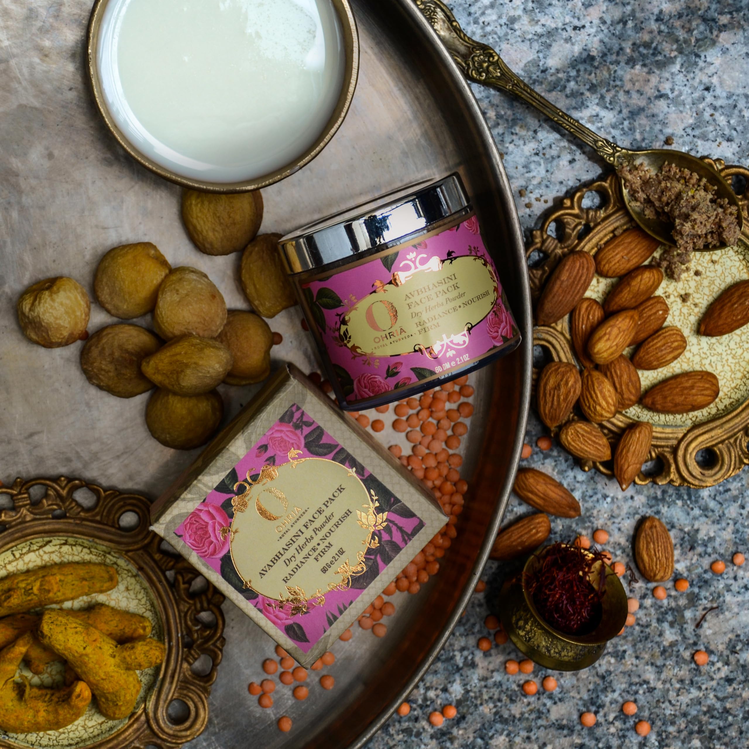 Ohria Ayurveda Avbhasini Face Pack | Dry Herb Powder| Blend of Almond, Sandalwood & Kesar for Radiance | For Dull, Dry & Combination Skin- 20g - Image 7 thumbnail