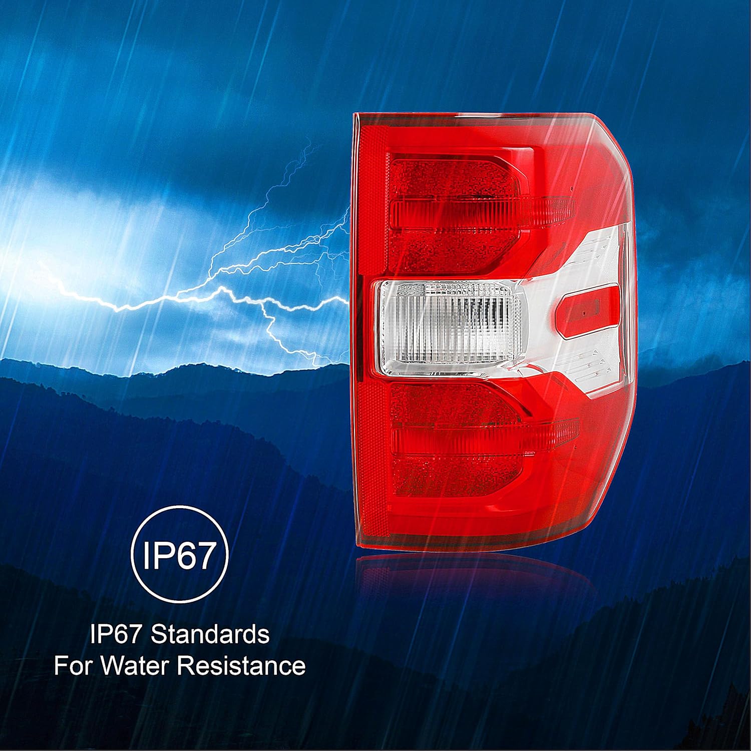 LED Tail Lights Red Silver Compatible With 2022 2023 2024 Ford Maverick Lariat Rear Brake Lamp Signal Assembly Left Driver Side NZ6Z13405B NZ6Z-13405-B, FO2801289，NZ6Z-13405-F