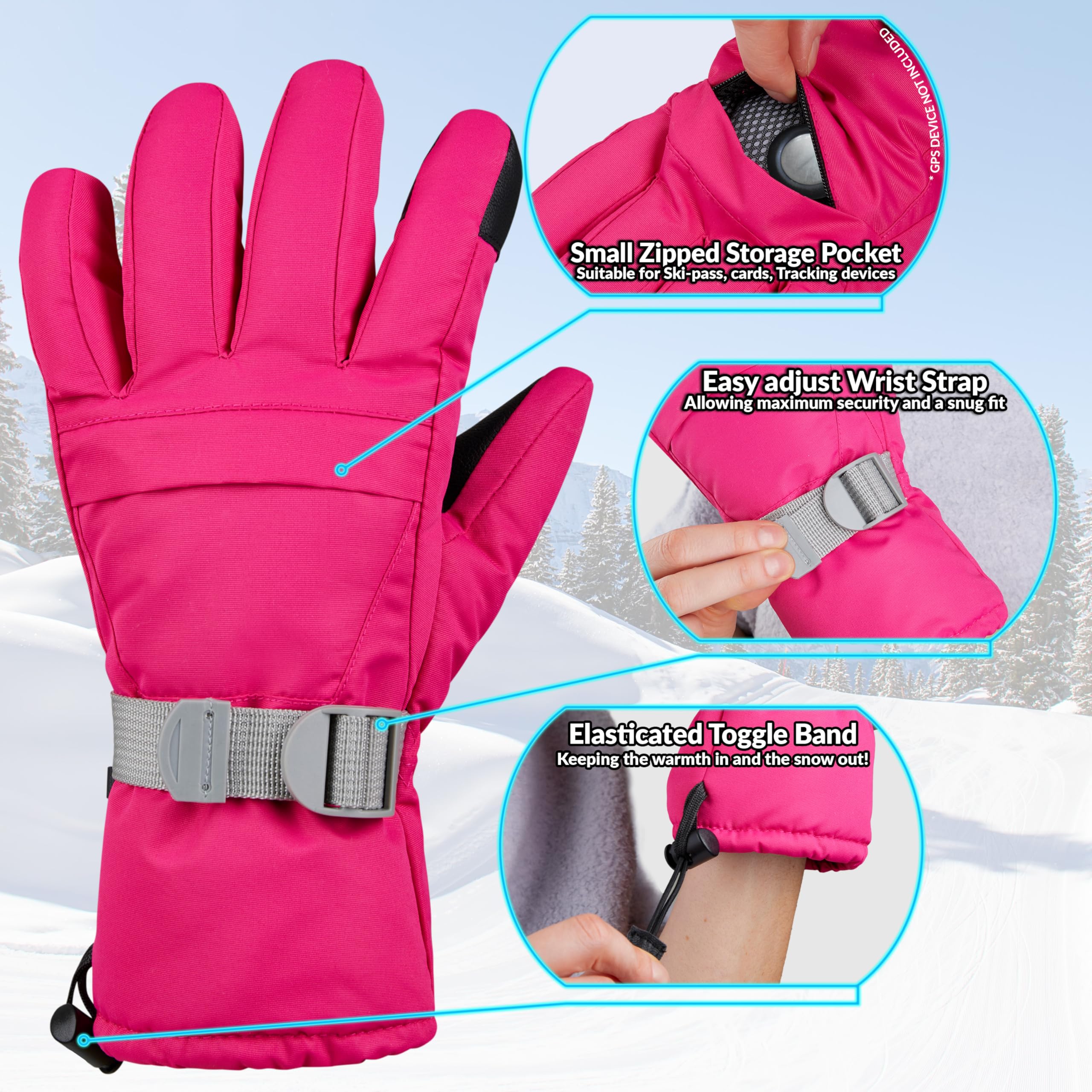oneforus Waterproof Womens Ski Gloves,Women Snowboard Gloves, Anti-Slip