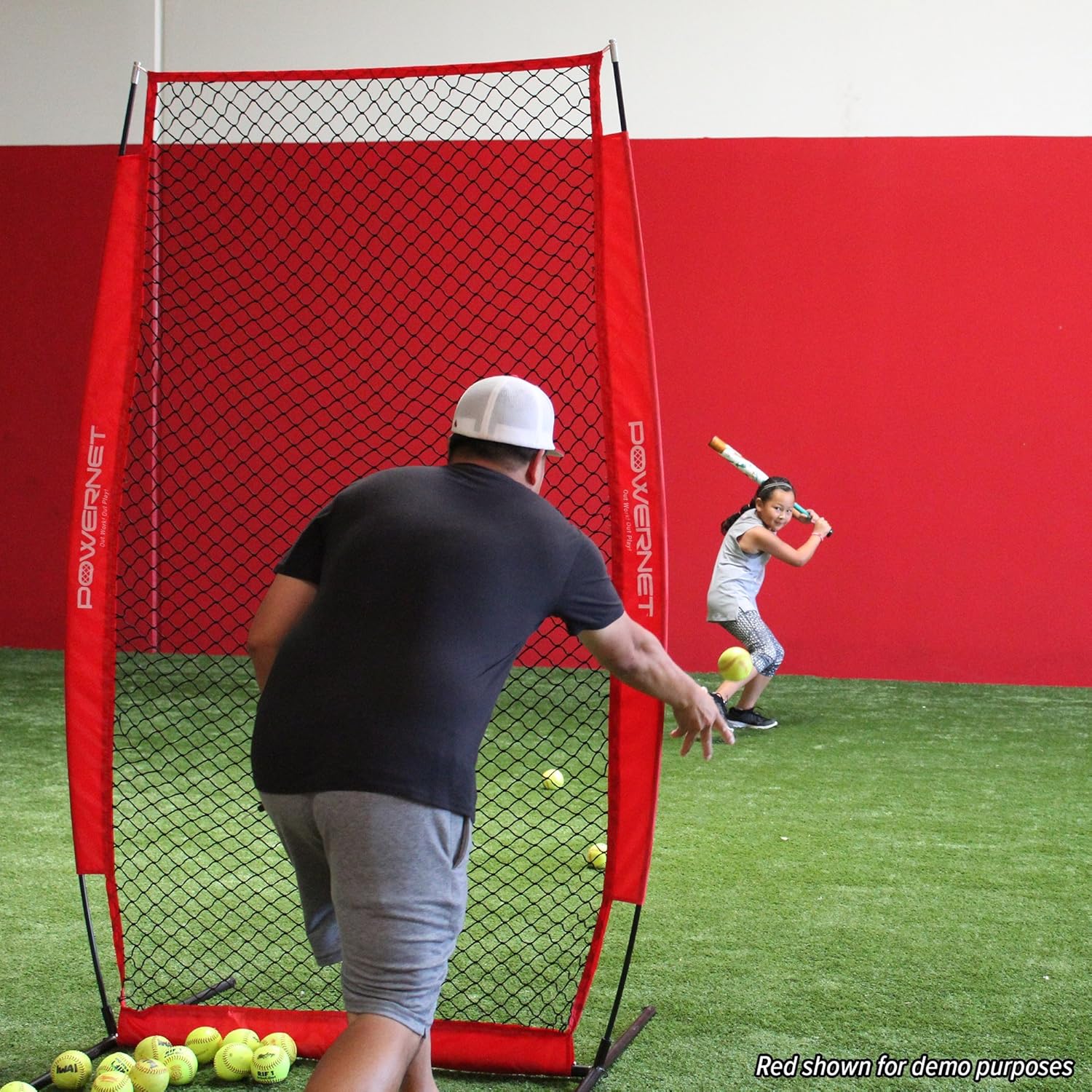 PowerNet I-Screen with Frame and Carry Bag (Pink) | Portable Baseball Pitcher Protection at Batting Practice | Instant Player and Coach Protector from Line Drives Grounders | Heavy Duty Netting : Sports & Outdoors