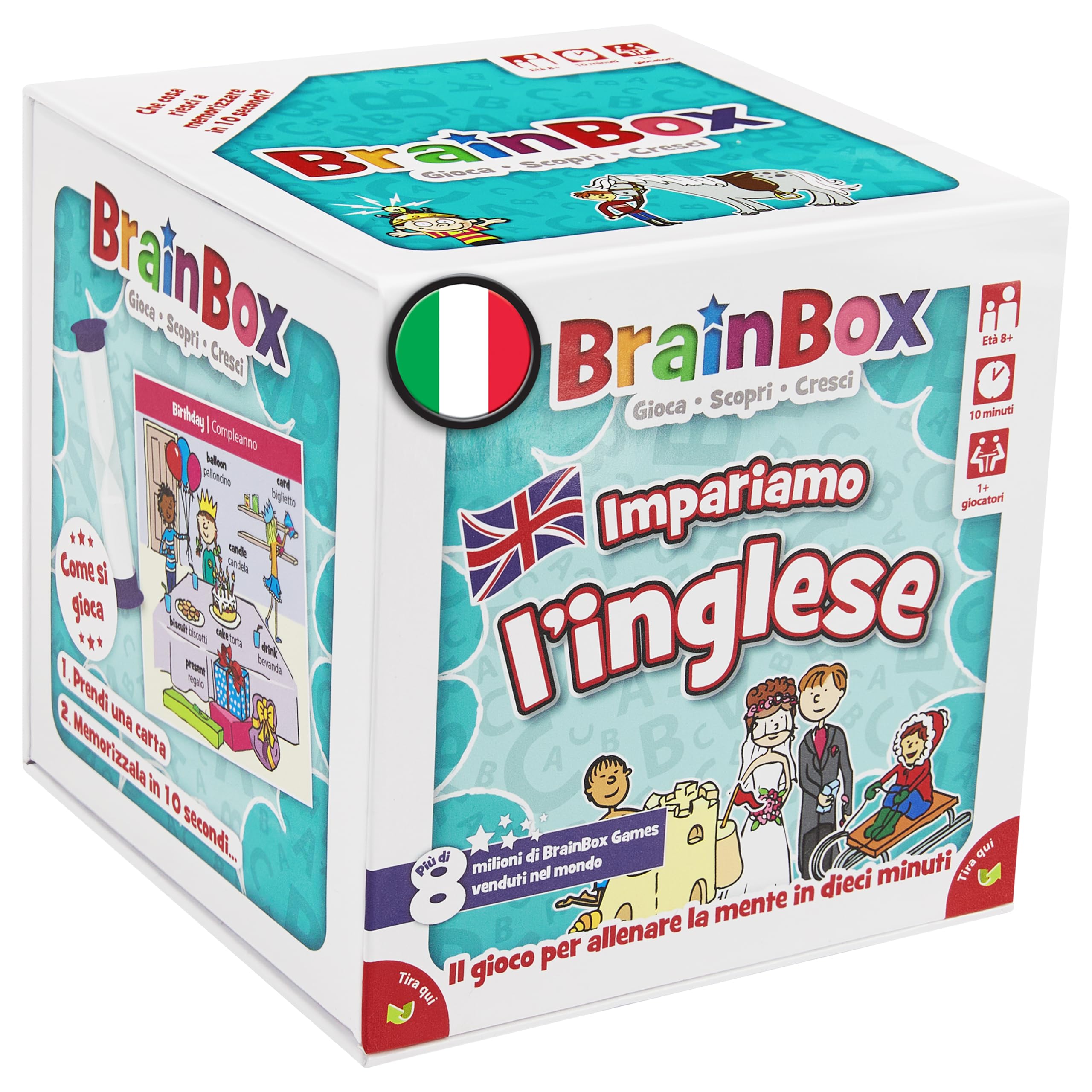 Asmodee - BrainBox Learn English (2022), Mind Learning and Training, 1+ Players, 8+ Years, Ed. in Italian