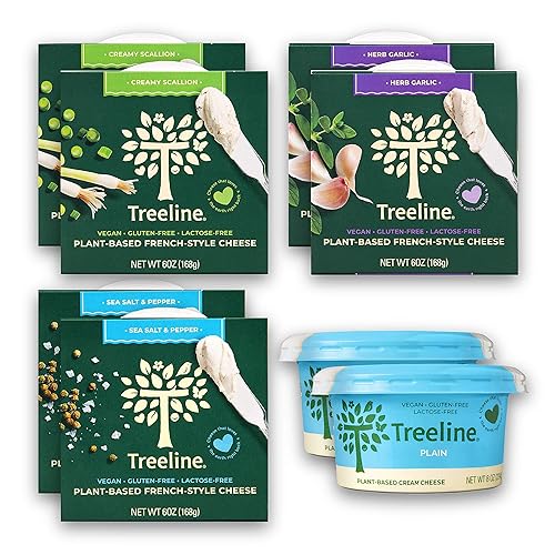 Treeline Cheese - Queso cremoso de anacardo de estilo francés queso vegano hecho con ingredientes a base de plantas mezcla de sal y pimienta cebolla