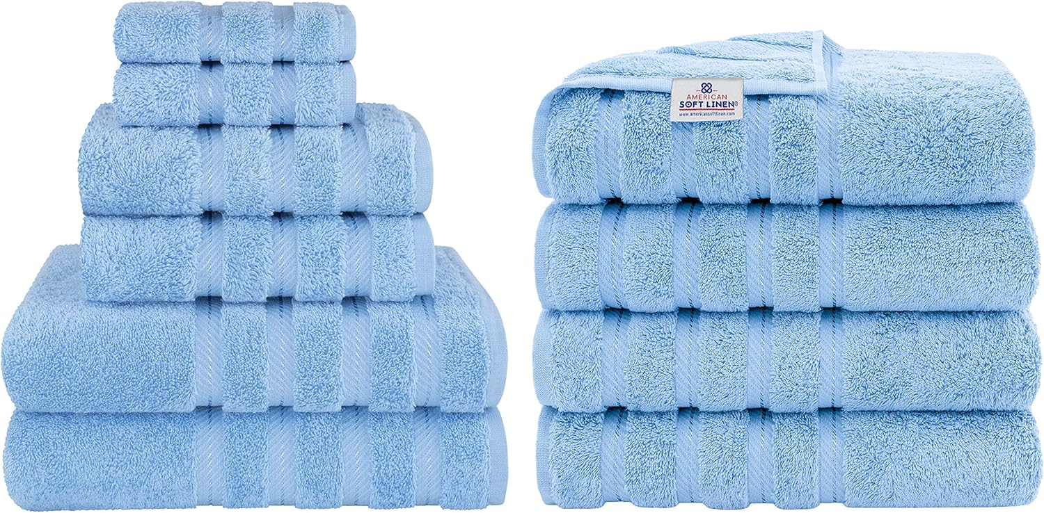 American Soft Linen 6 Piece Towel Set and 4 Piece Bath Towel Set Bundle