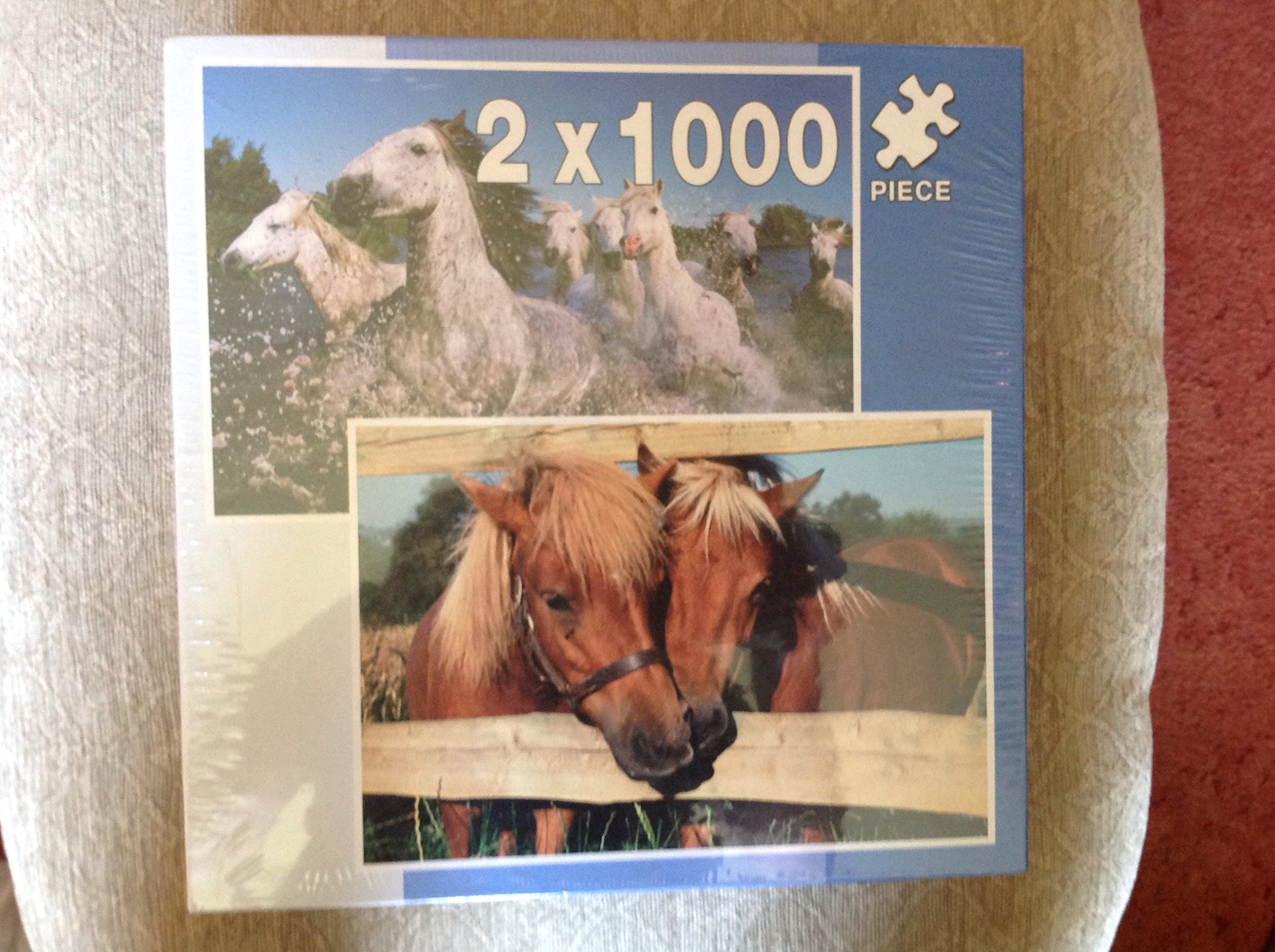 2 x 1000 Piece Jigsaw Puzzles - Ponies & Camargue Horses France - 485 x 690mm