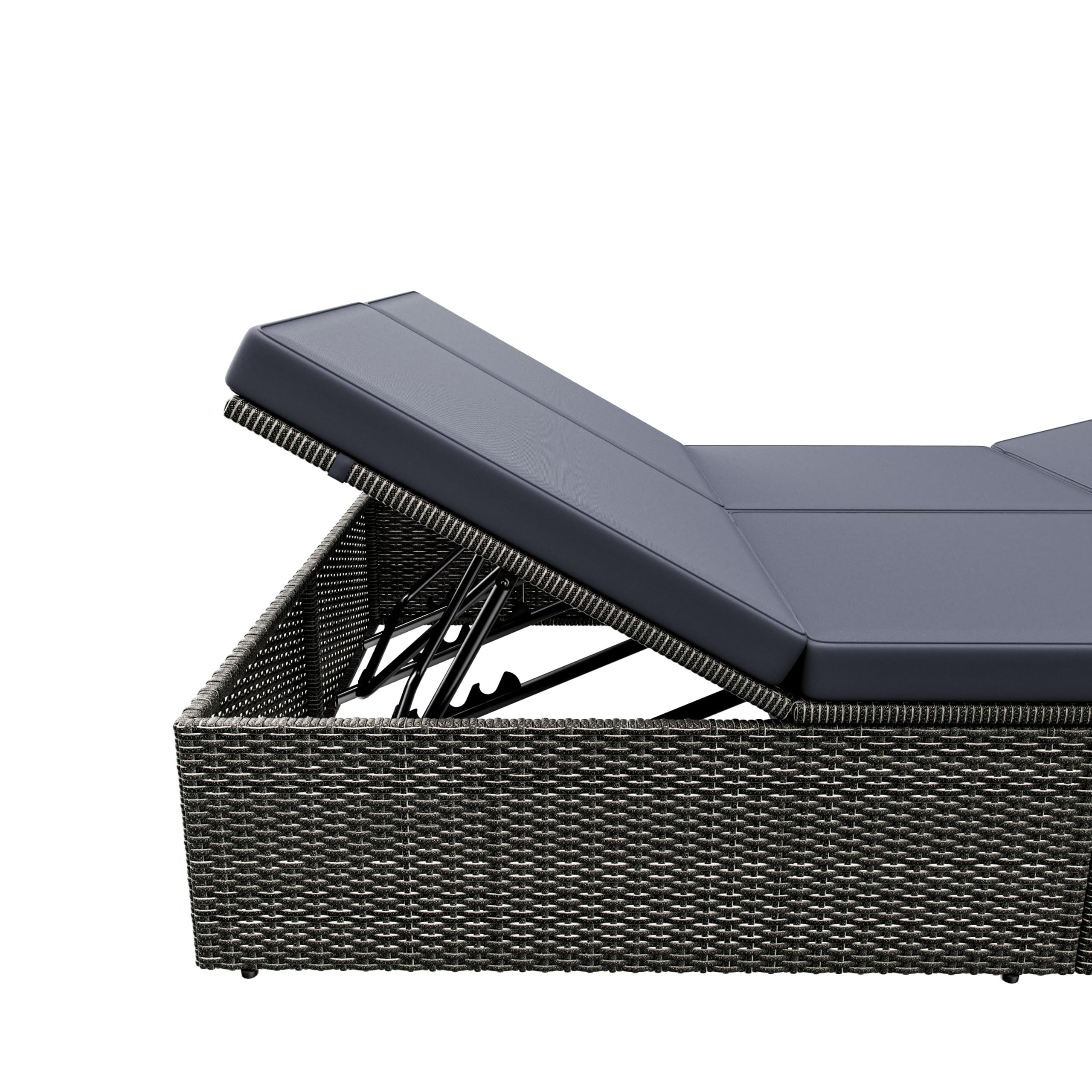 Casaria Sonnenliege Polyrattan 2 Personen | 200x115 cm, Wetterfest, Gartenliege, 220 kg Belastbar, Liegestuhl, Verstellbar, Grau-Anthrazit, Wetterfest & flexibel