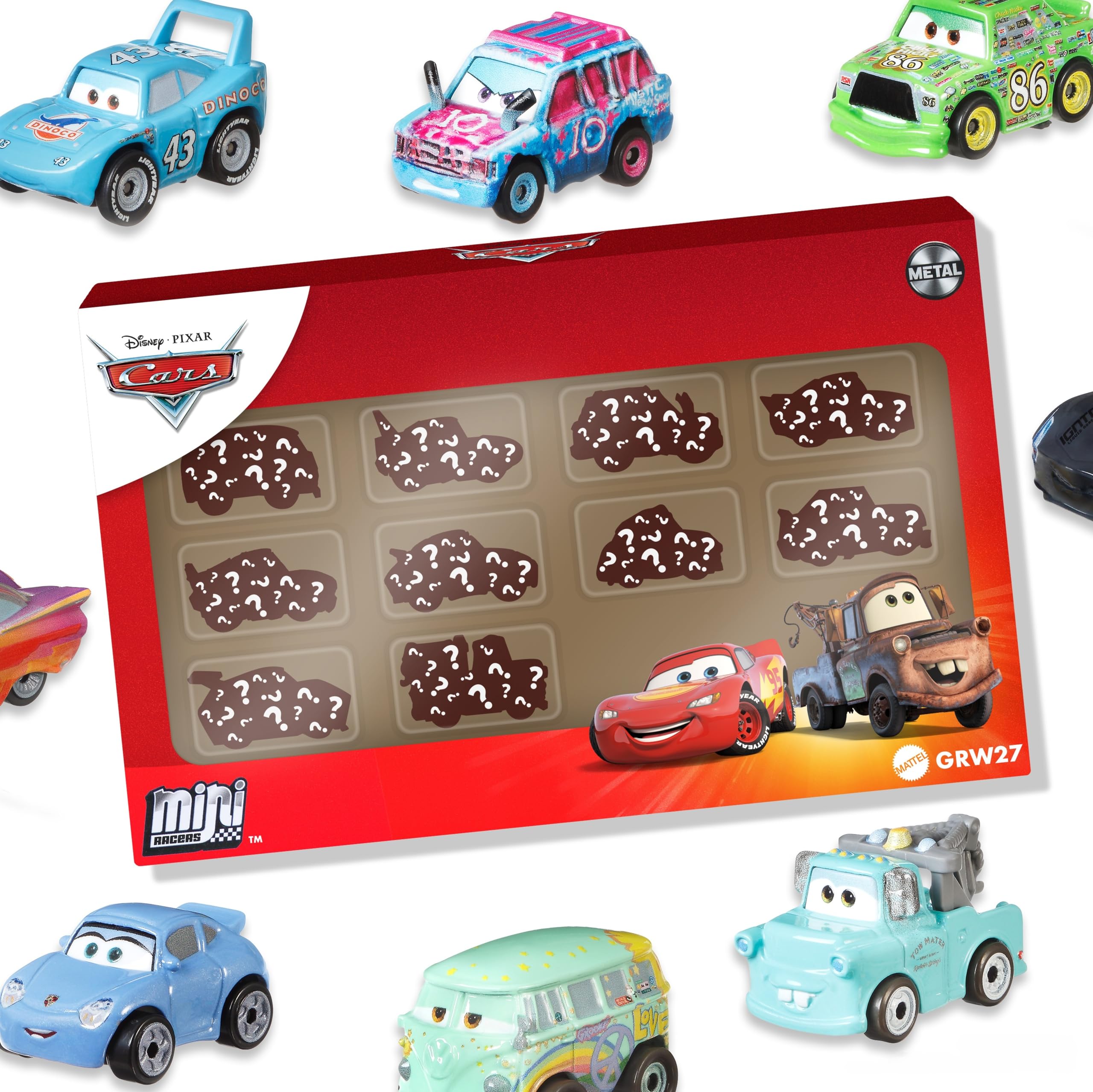 Disney und Pixar Cars Mini Racers 10er-Pack Sammlerfahrzeuge für Kinder und Sammler ab 3 Jahren, GRW27
