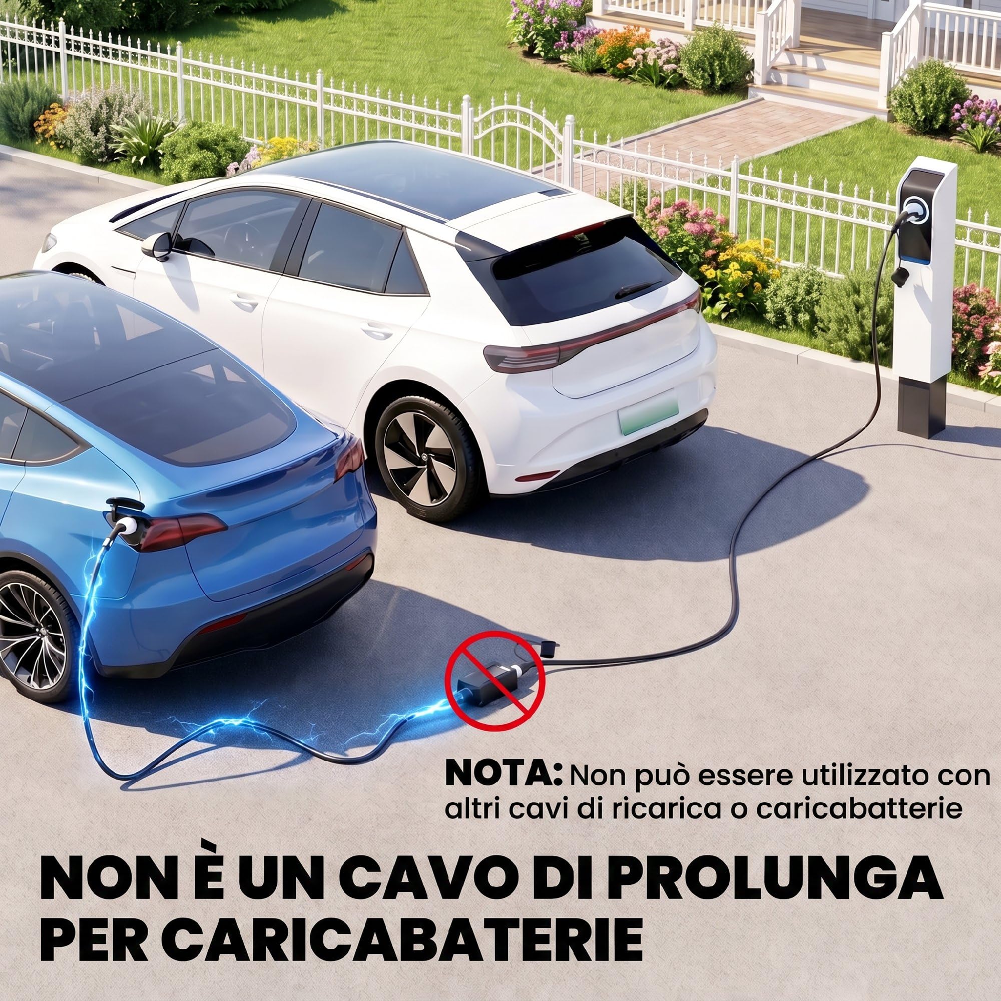 HOMCOM Cavo Ricarica Auto Elettrica EV Type 2, 22kW, 32A, modalità 3, Trifase, 5m, Cavo Auto Elettrica, Estensione Type 2 con Panno Pulizia e Borsa, Ricarica Rapida per Wallbox e Colonnine | Cavo Type 2 Mode 3, 22 kW, IP65
