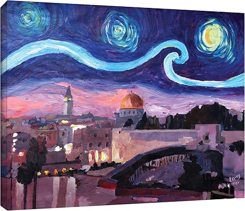 MarcusMartina Bleichner ''Noche estrellada en Jerusalén sobre muro de lamentos'' extraíble, 18 x 24 pulgadas MarcusMartina Bleichner ''Noche estrellada en Jerusalén sobre muro de lamentos'' extraíble, 18 x 24 pulgadas